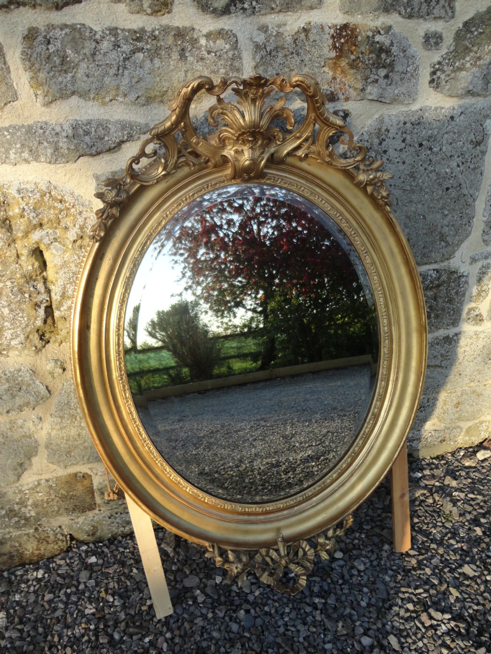 19th Century French Gilt Oval Mirror (1 of 1)