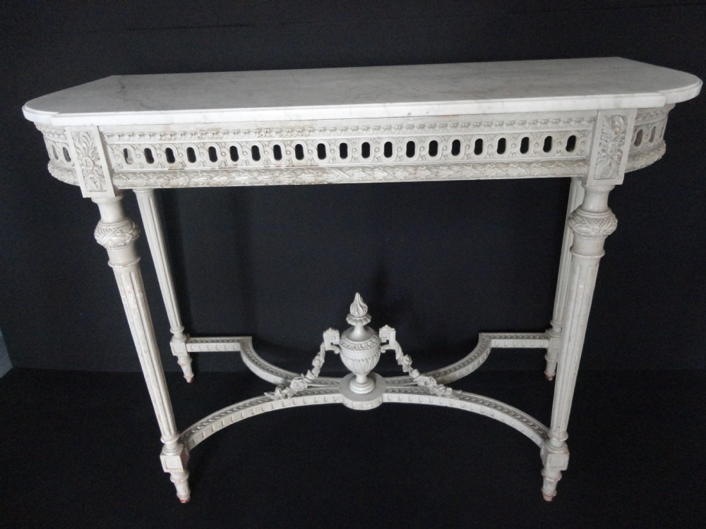 French Painted Console Table With Marble Top c.1900 (1 of 1) French Painted Console Table With Marble Top c.1900 (1 of 1)