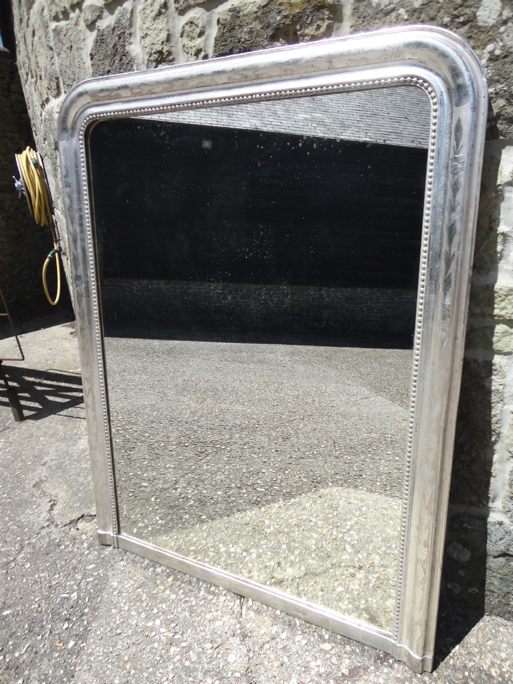 French Silver Leaf Overmantle Mirror (1 of 1)