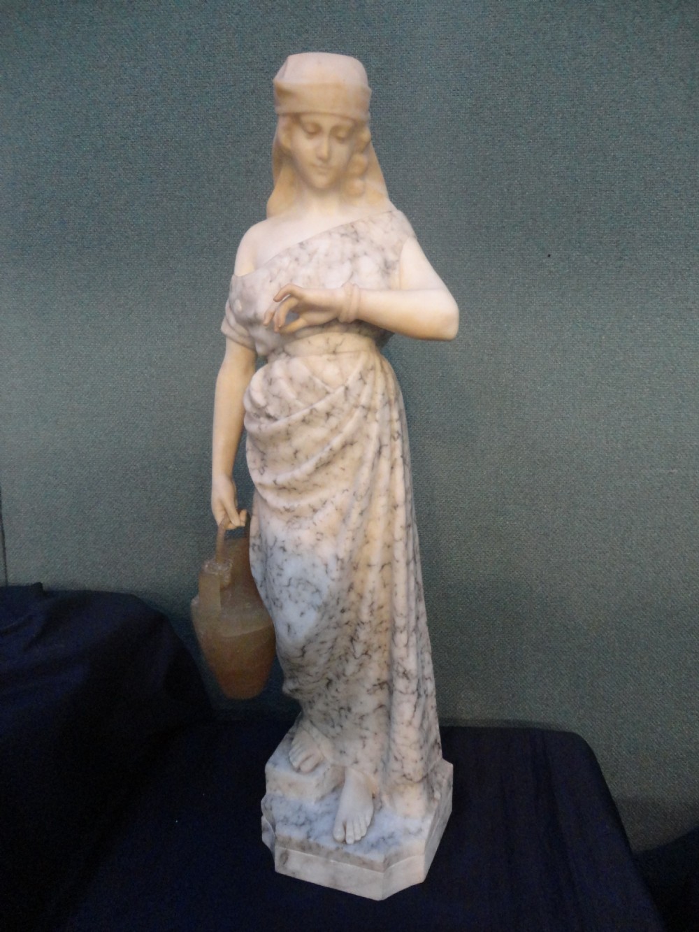 Italian Carved Alabaster Full Length Female Figure (1 of 1)