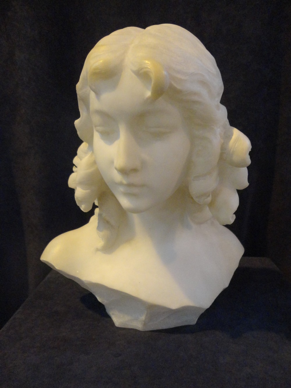 Italian Carved Alabaster Female Bust (1 of 1)