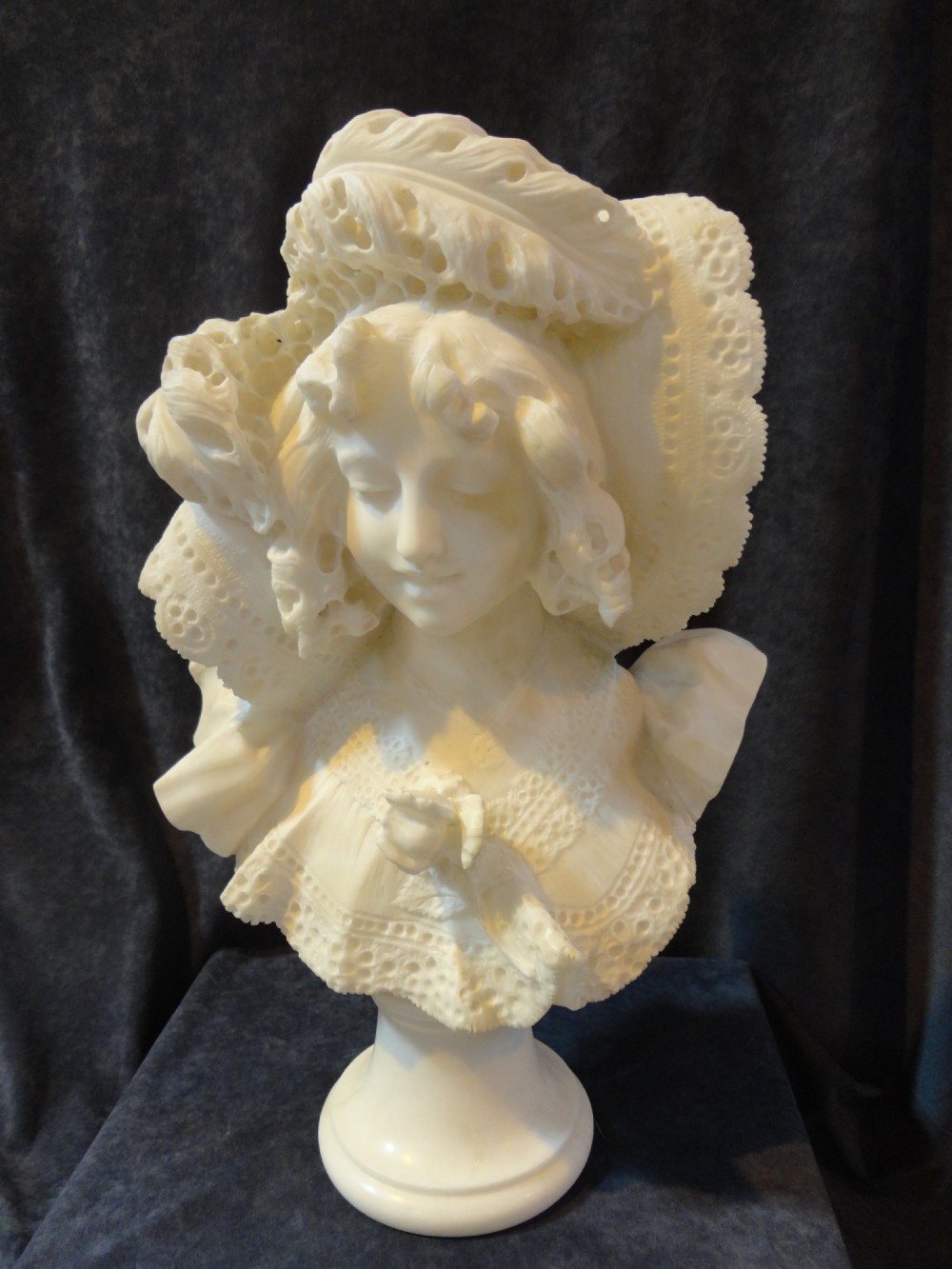 French Sculpture of a Carved Alabaster Female Bust c.1900 (1 of 1)