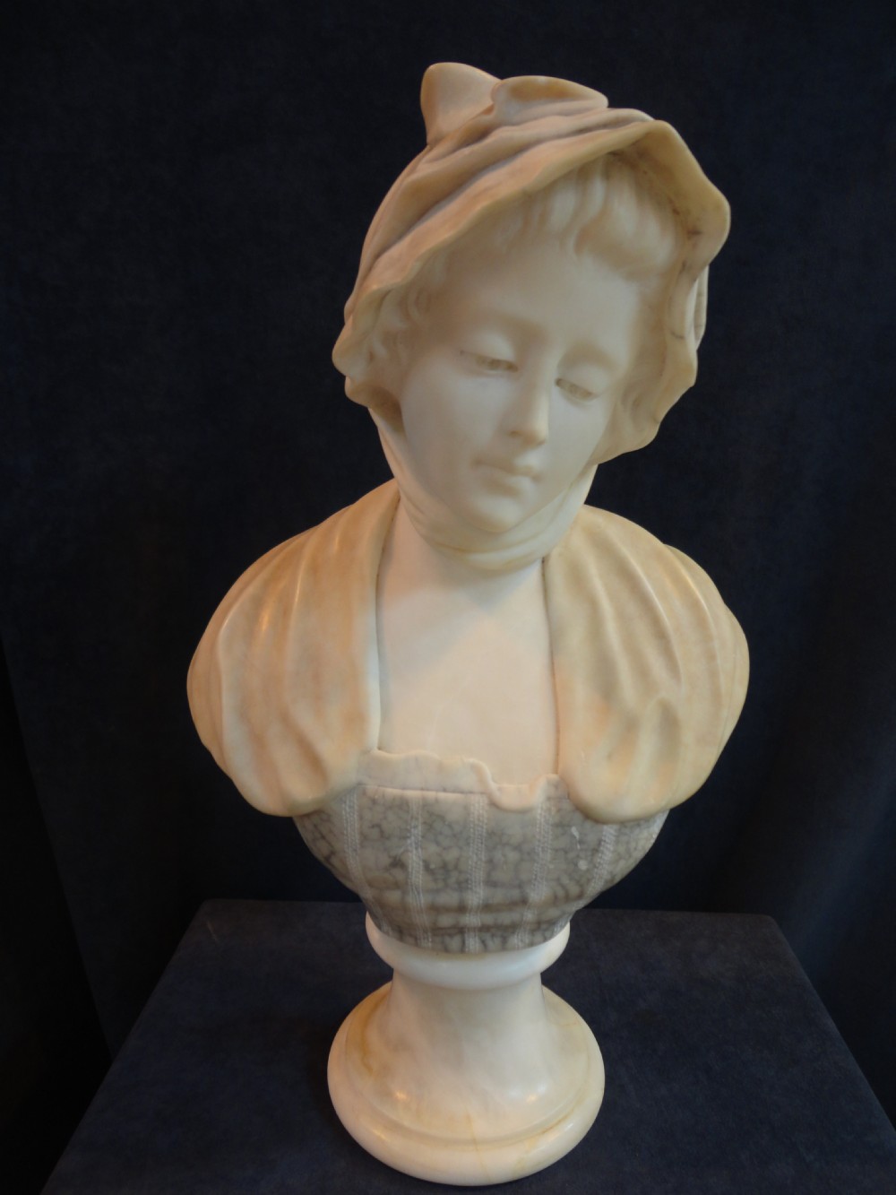 French Carved Alabaster Bust (1 of 1)