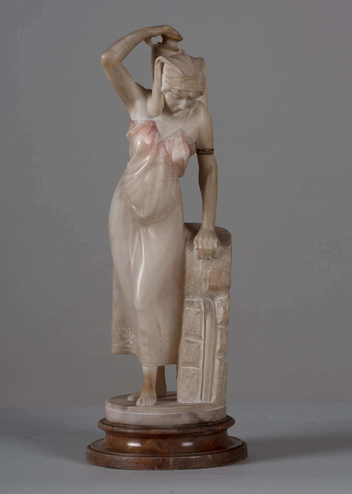 Italian Carved Alabaster Sculpture of a Female Water Carrier LA52397
