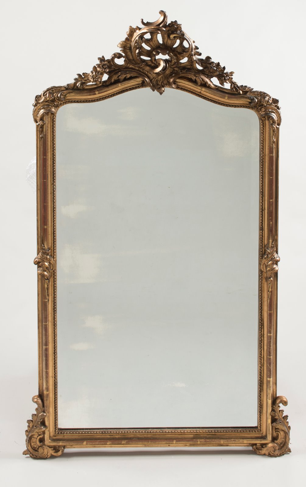 19th Century French Gilt Overmantle Mirror with Original Glass & Wood Panelled Back (1 of 1) 19th Century French Gilt Overmantle Mirror with Original Glass & Wood Panelled Back (1 of 1)