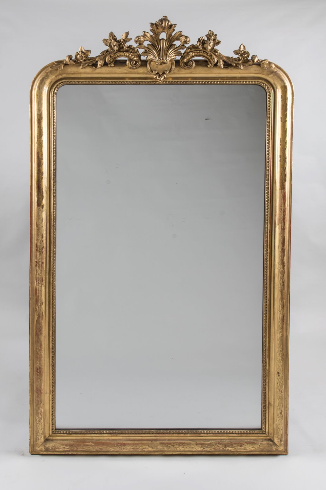 Lovely French Gilt Overmantle Mirror with Decorative Cresting (1 of 1) Lovely French Gilt Overmantle Mirror with Decorative Cresting (1 of 1)