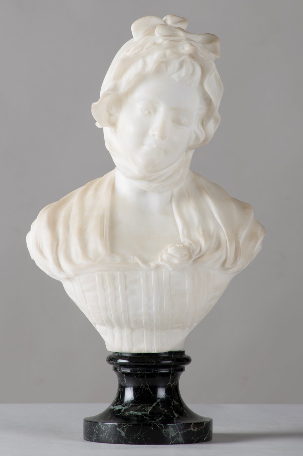 French Carved Alabaster Sculpture of a Female, Signed Greuze (1 of 6)