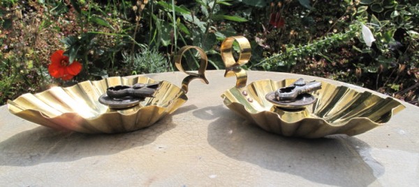 Pair of Arts and Crafts Brass Chambersticks c.1890 (1 of 3)