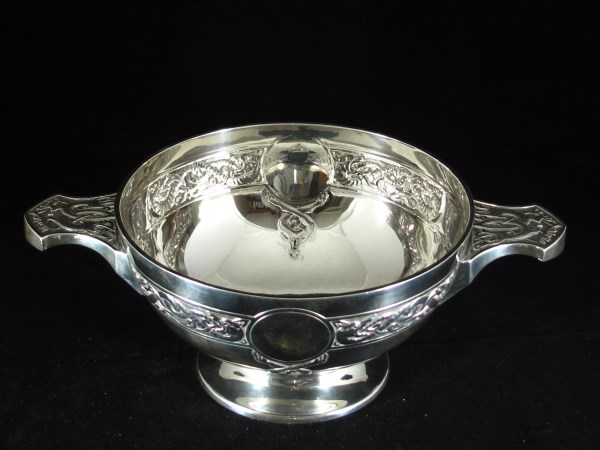 Celtic Revival 2 Handled Silver Quaiche (1 of 4)