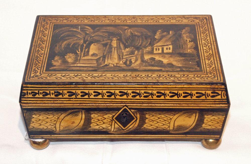 Antique Regency Penwork Sewing Box (1 of 5)
