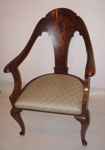 Antique Edwardian inlaid mahogany arm chair (1 of 1)