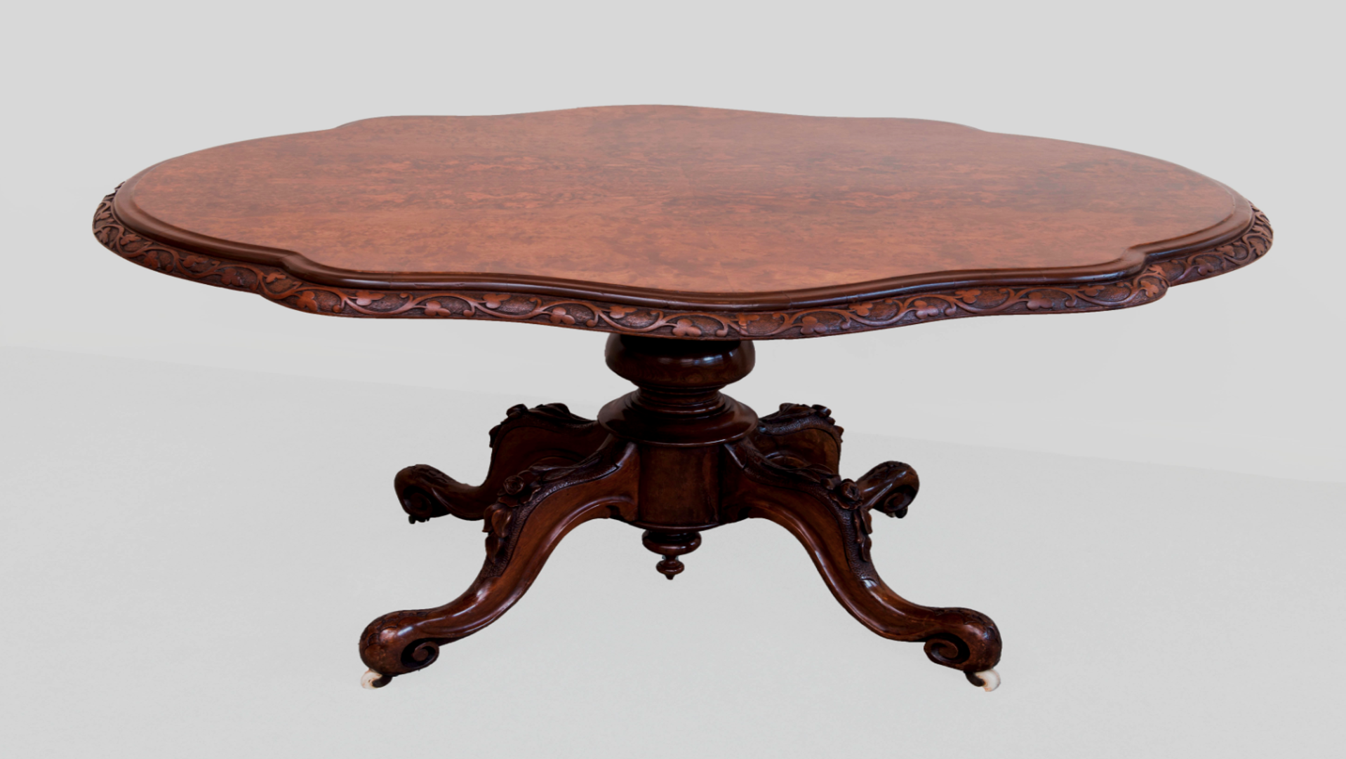 Antique Victorian Burr Walnut Dining Table. (1 of 1)