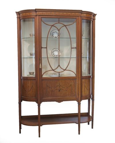 Antique Inlaid Satinwood China Cabinet (1 of 1)