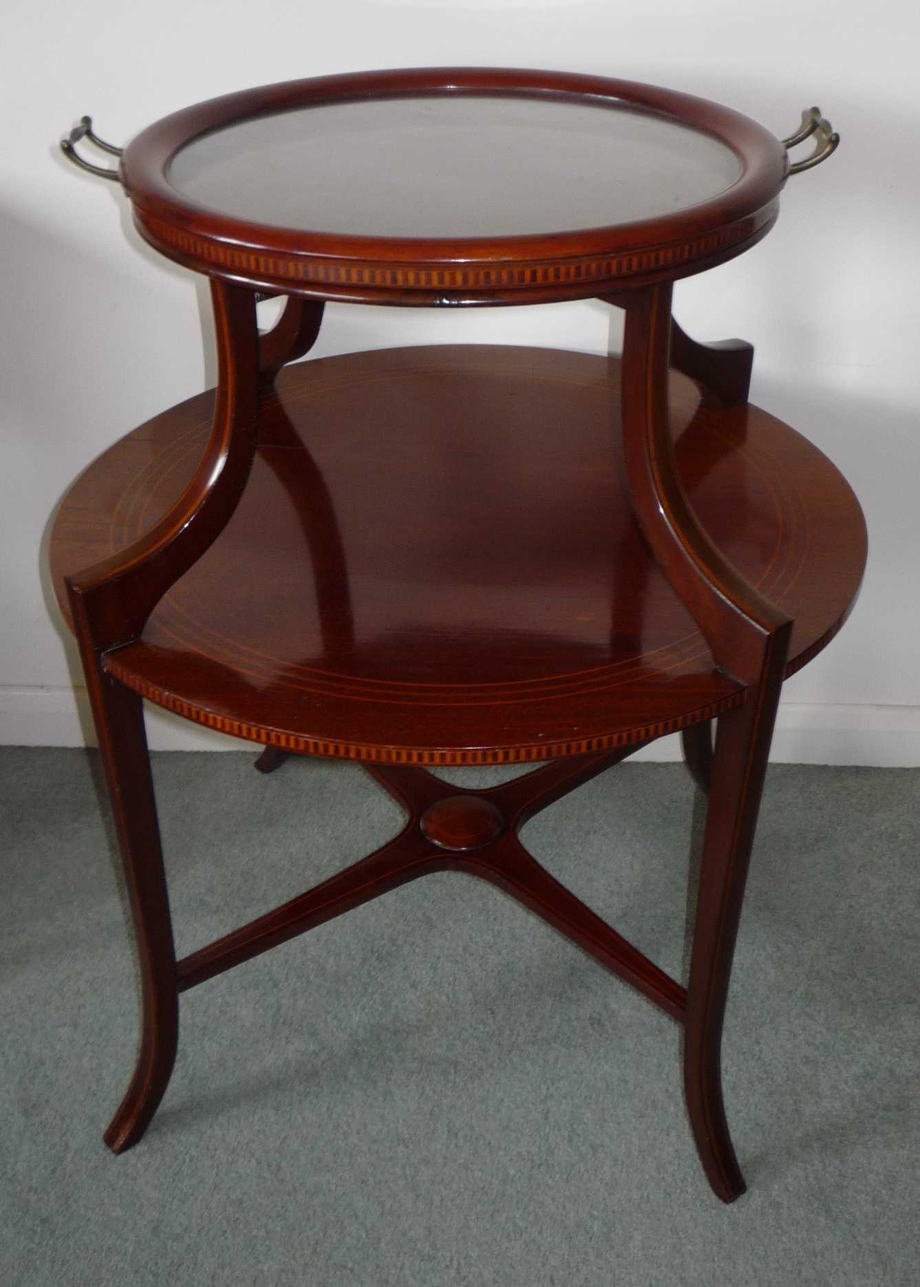 Edwardian inlaid mahogany etagere circa 1910 (1 of 1)