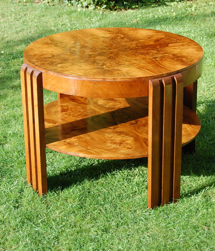 Art Deco Walnut Circular Coffee Table (1 of 1)