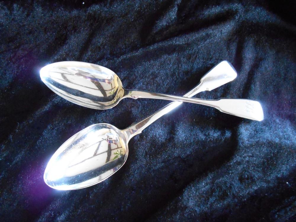 Antique Pair of Solid Silver Serving Spoons 1818 (1 of 1)