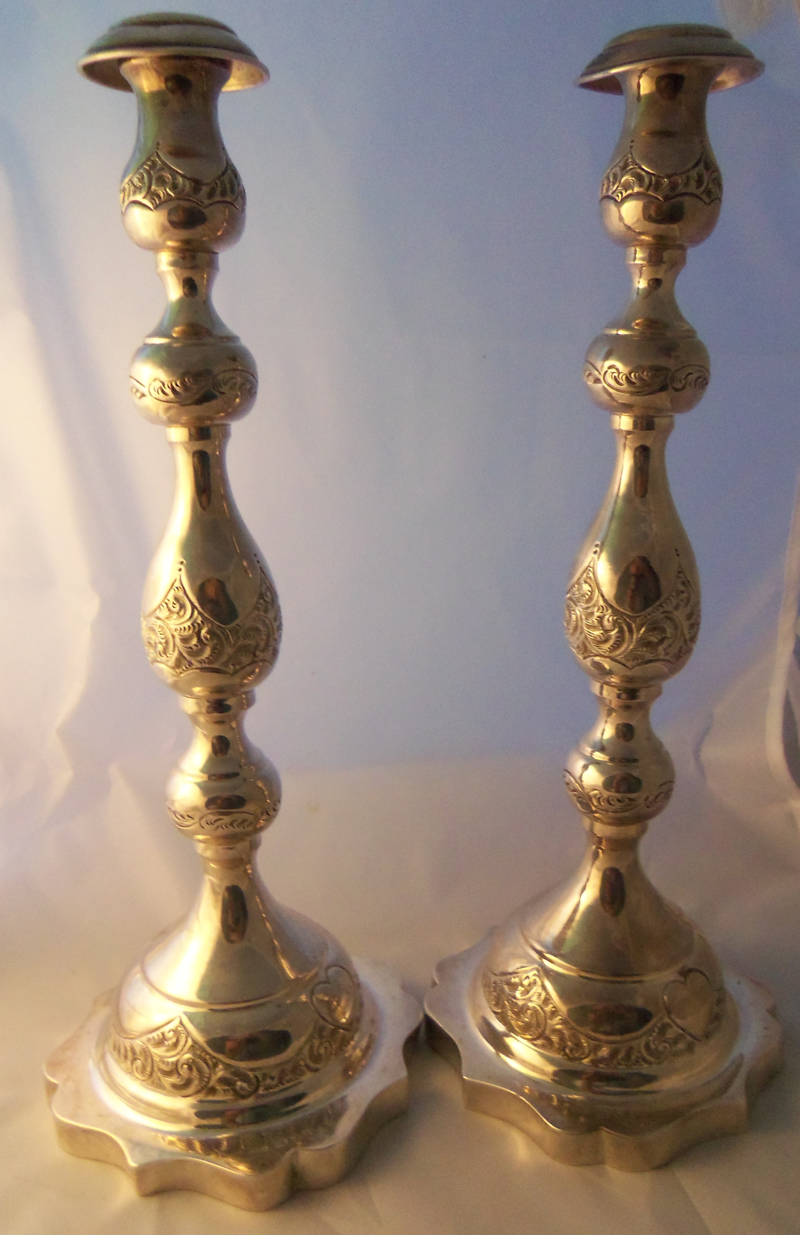 Pair of Tall Jewish Silver Candlesticks 1926 (1 of 1)