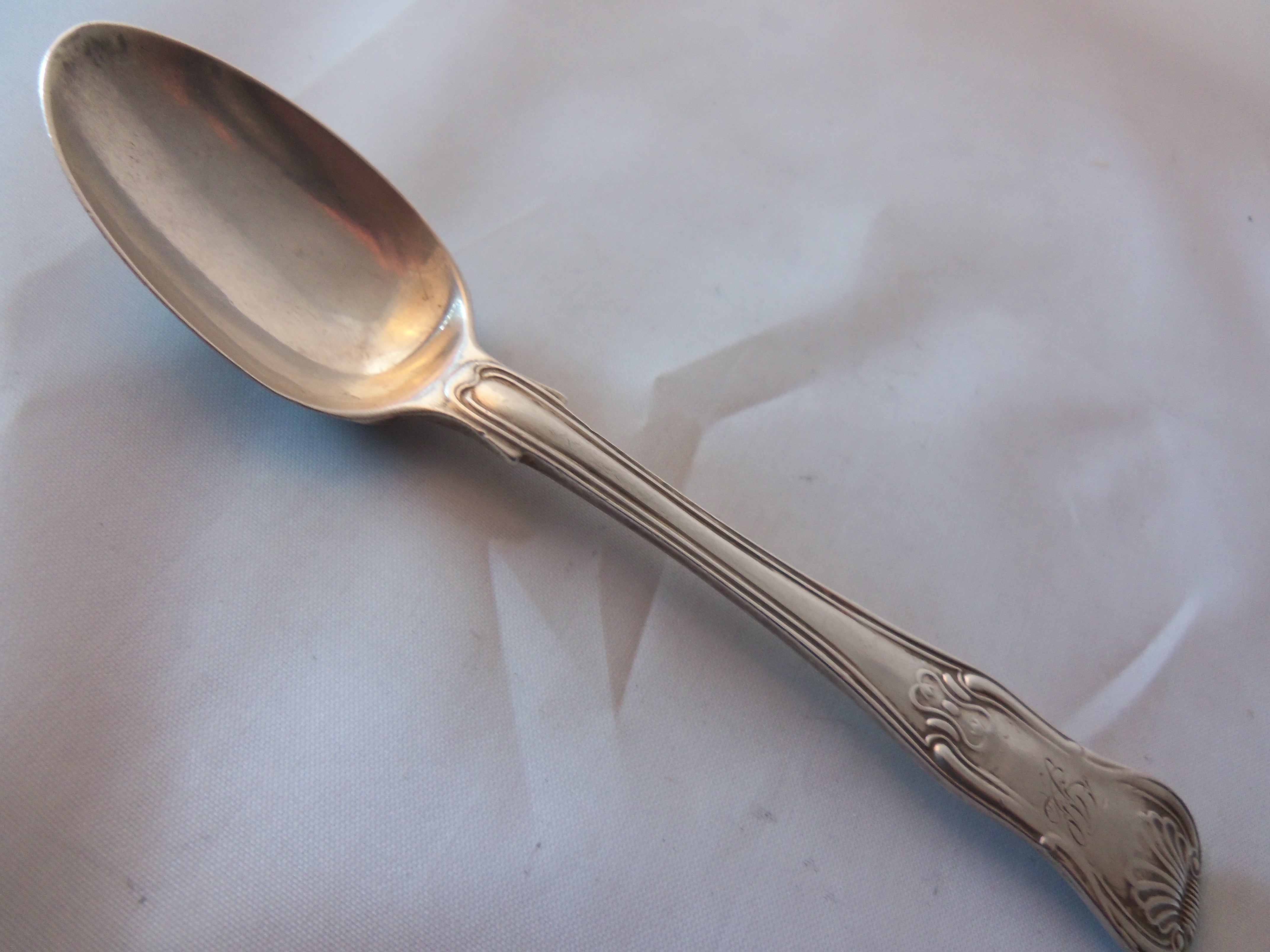 ANTIQUE ENGLISH VICTORIAN SILVER SPOON BY JOHN SAMUEL HUNT 1848 (1 of 1)
