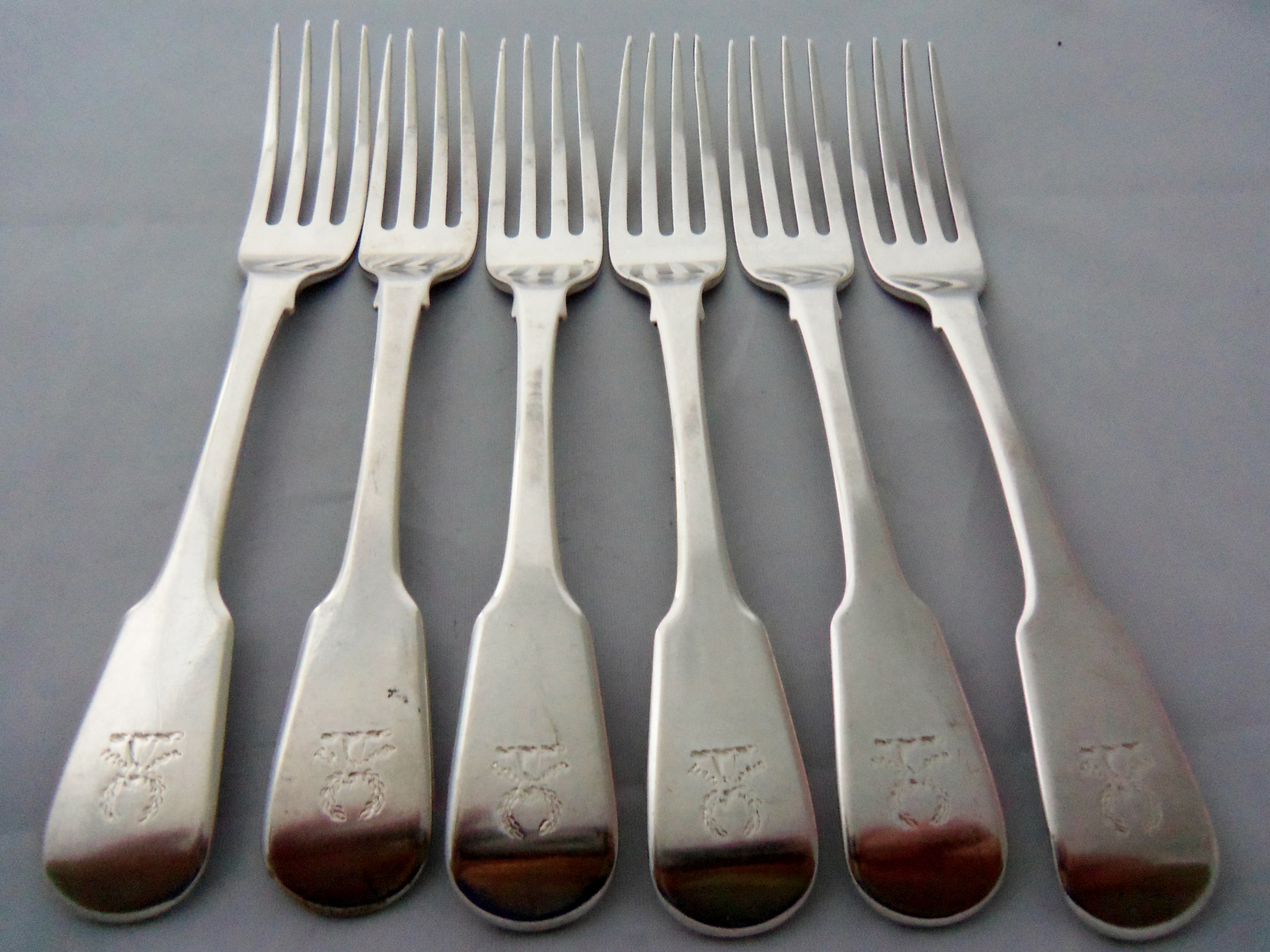 Set of 6 Georgian Silver Dinner Forks - Bateman 1825 (1 of 1)