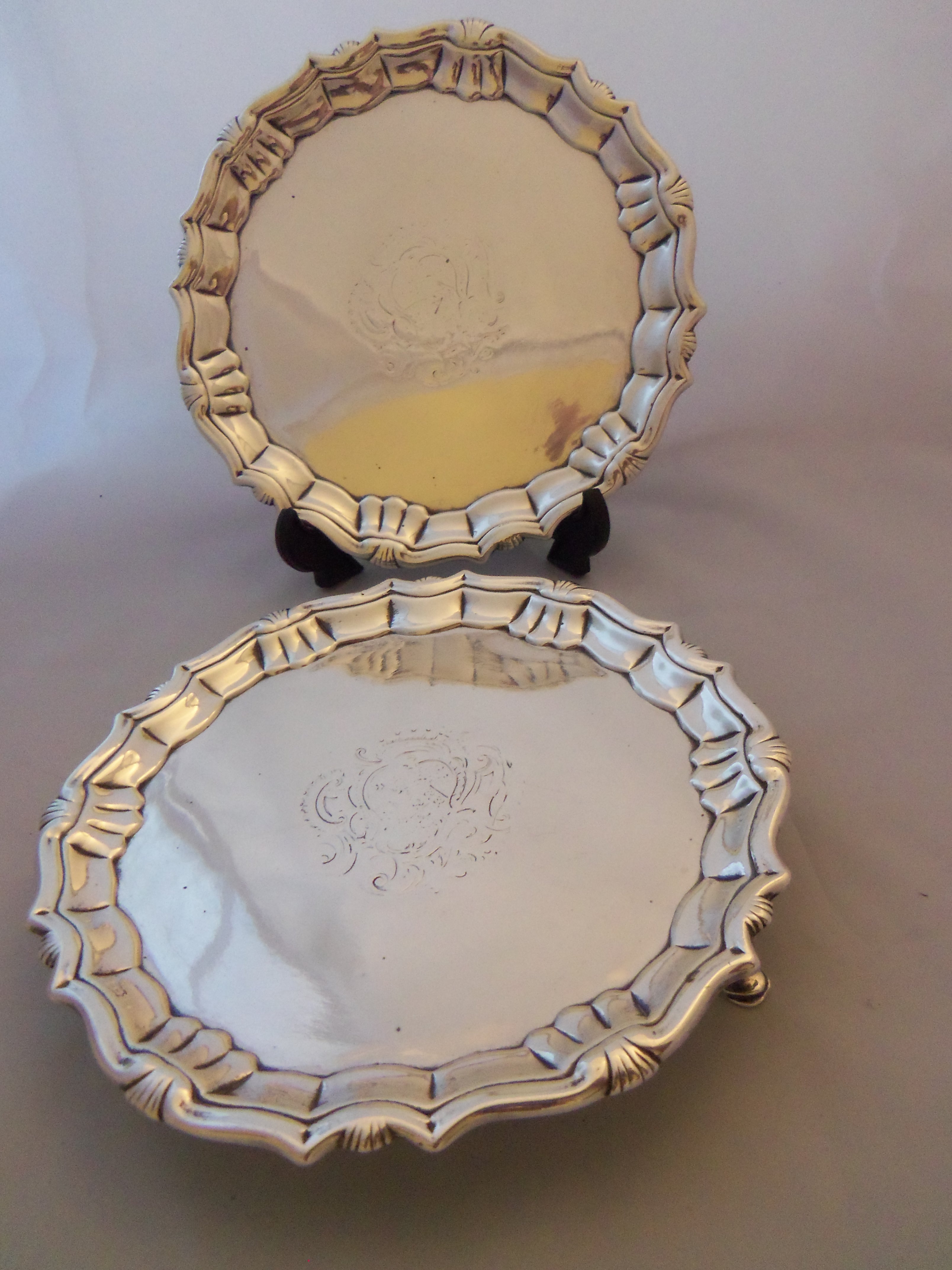 Pair of George II Silver Salvers by Robert Abercrombie 1742 (1 of 1)