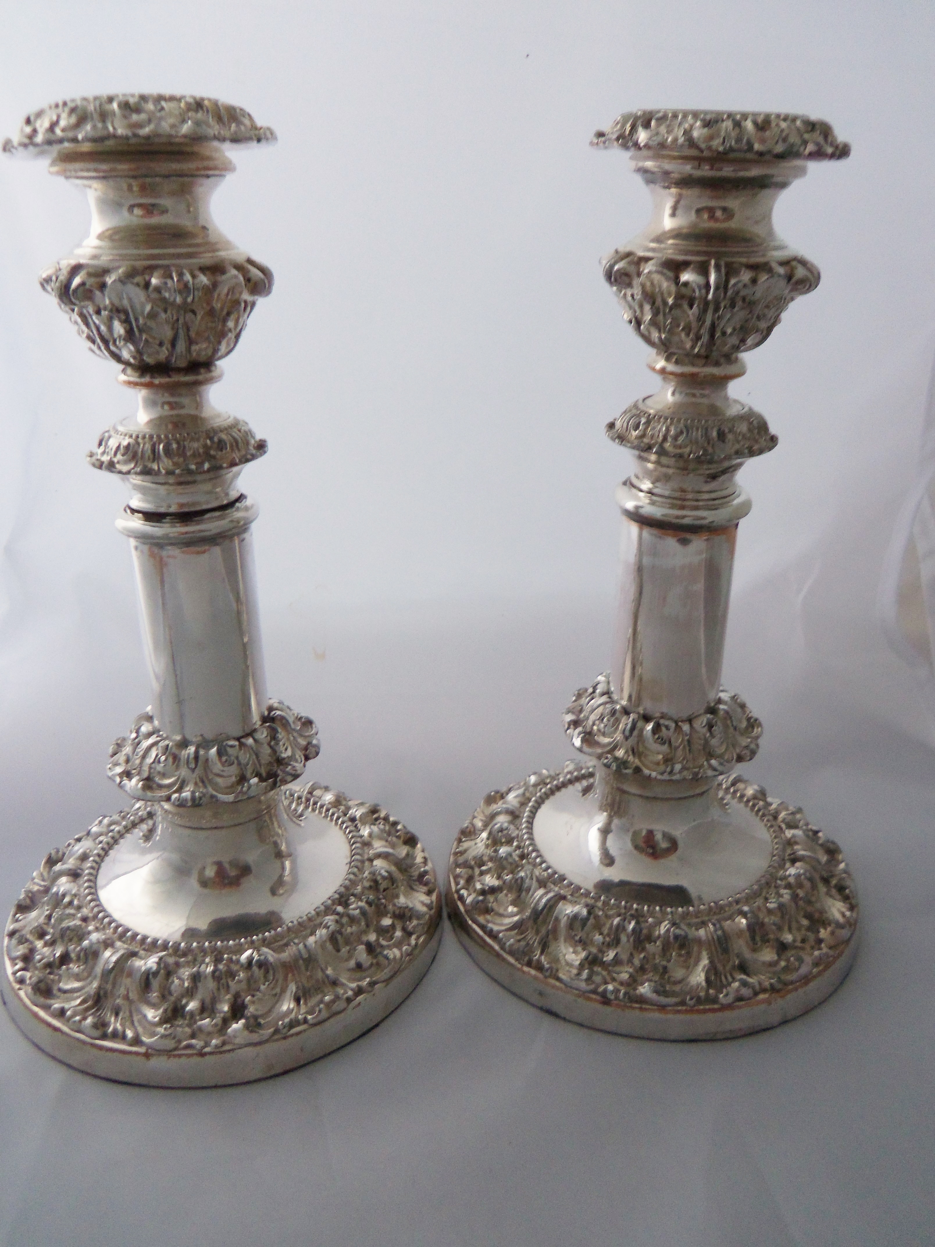 GEORGIAN OLD SHEFFIELD PLATE TELESCOPIC CANDLESTICKS CIRCA 1820 (1 of 1)