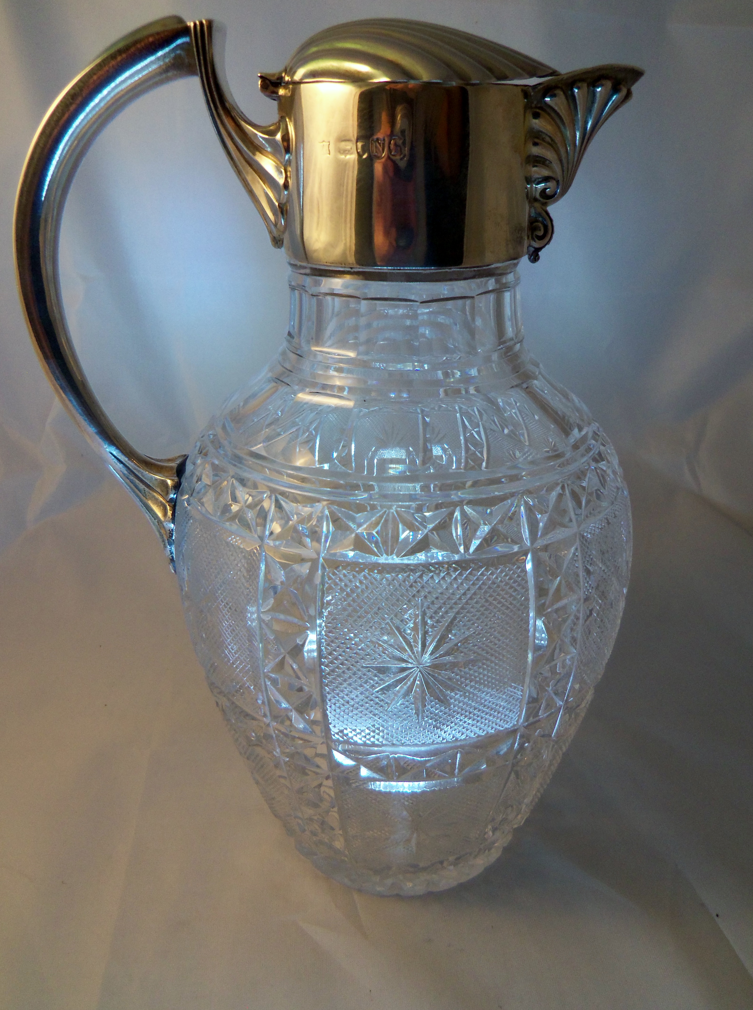 Antique Victorian Silver & Glass Claret Jug by Edward Hutton 1888 (1 of 1)
