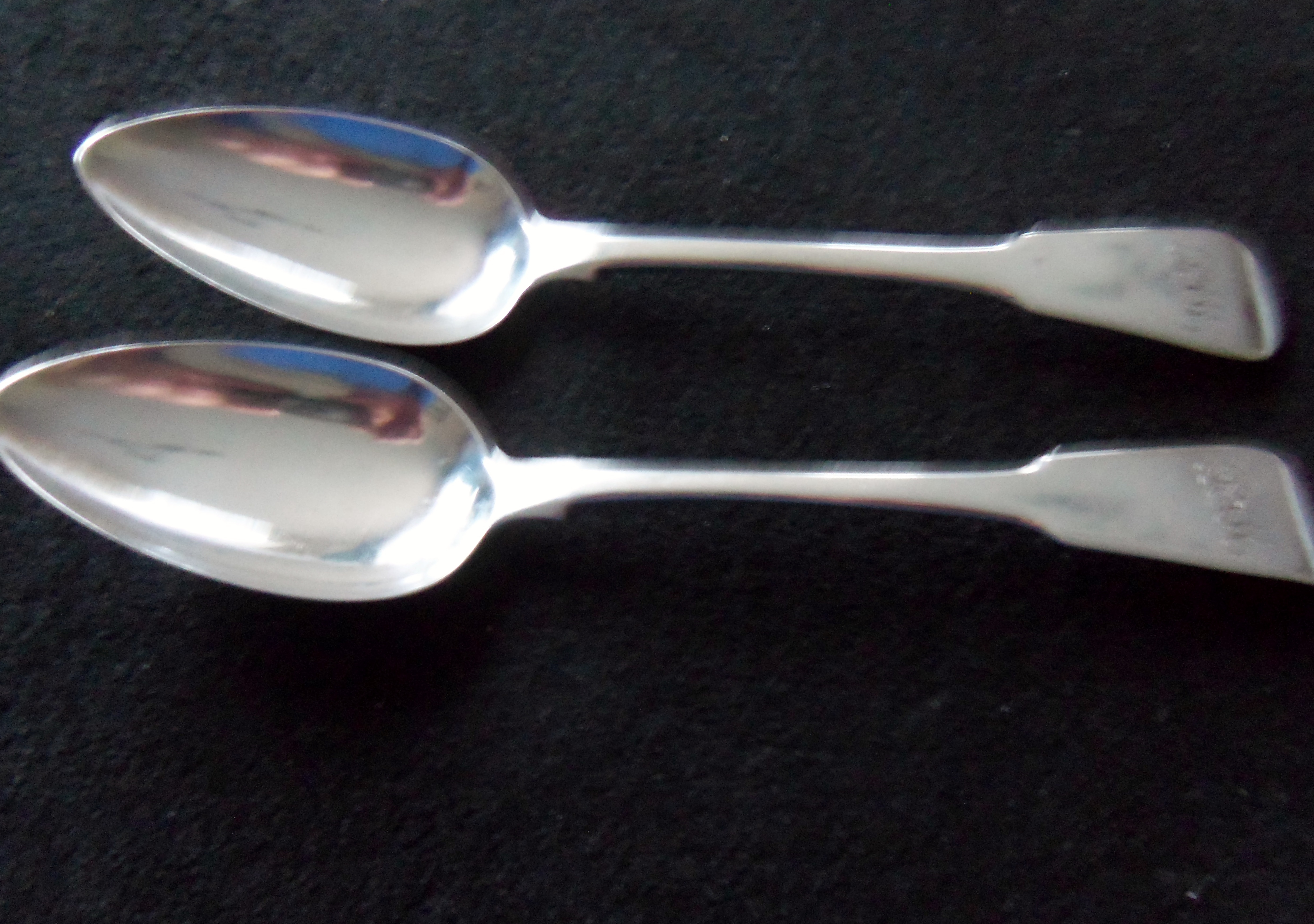 LARGE PAIR ANTIQUE SILVER TABLE SPOONS c.1821 (1 of 1)