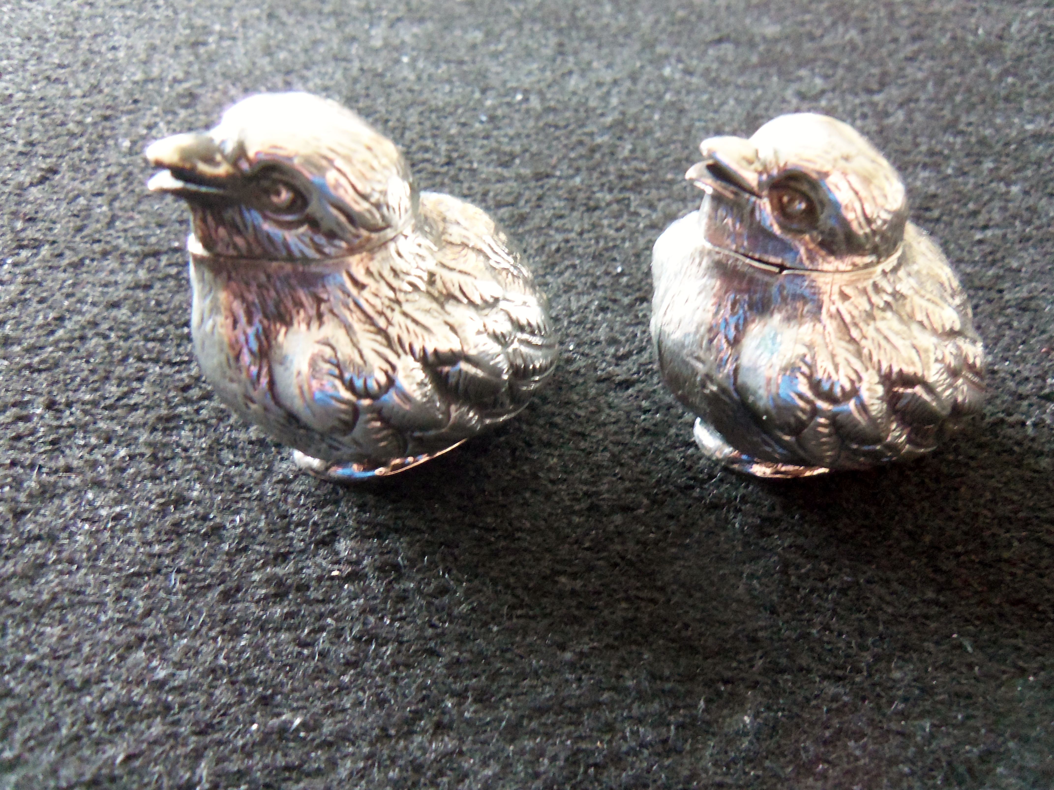 Pair Smapson Mordan Chick Silver Salt Cellars c.1906 (1 of 1)