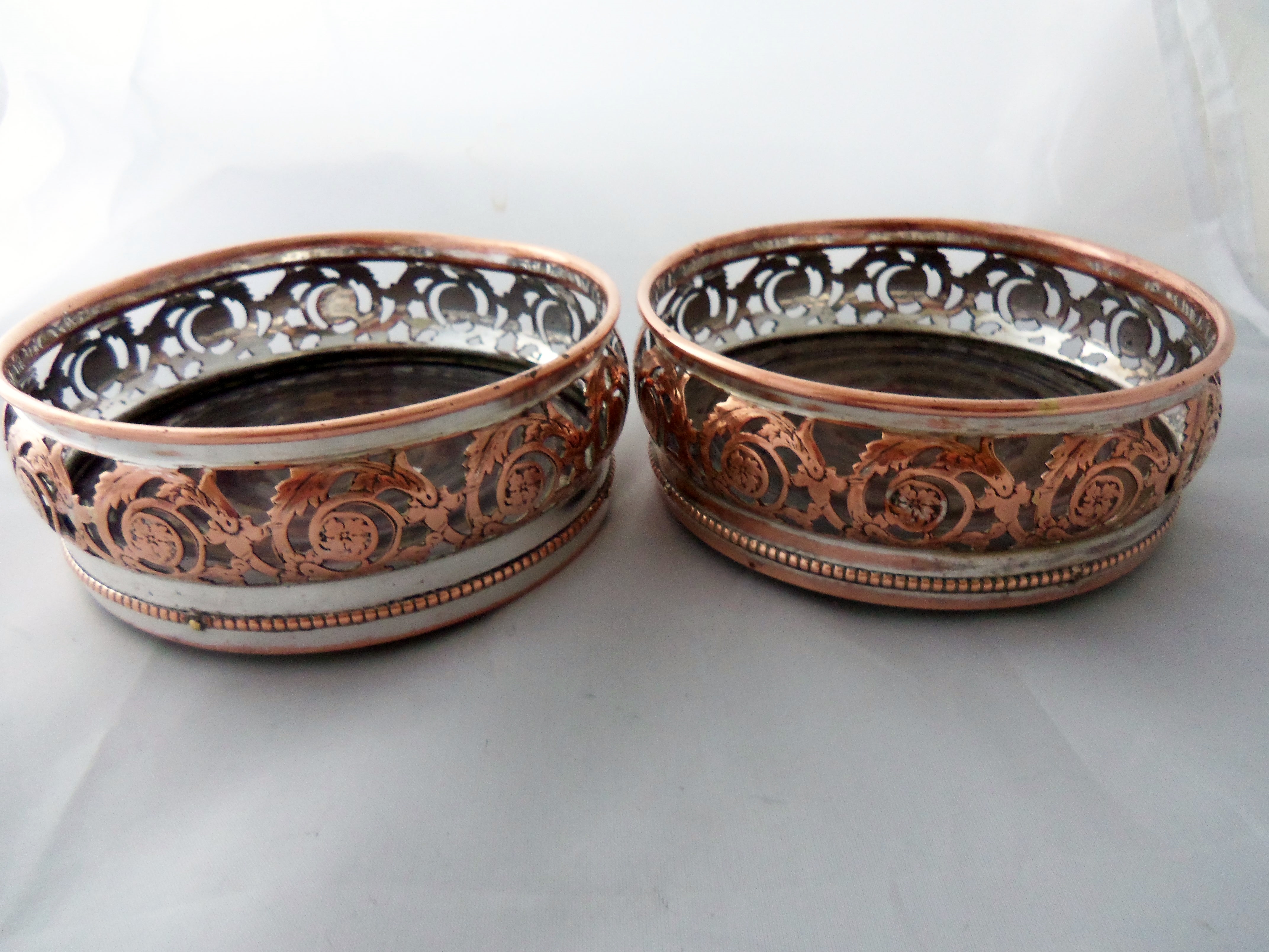 PAIR GEORGIAN SHEFFIELD PLATE WINE COASTERS (1 of 1)