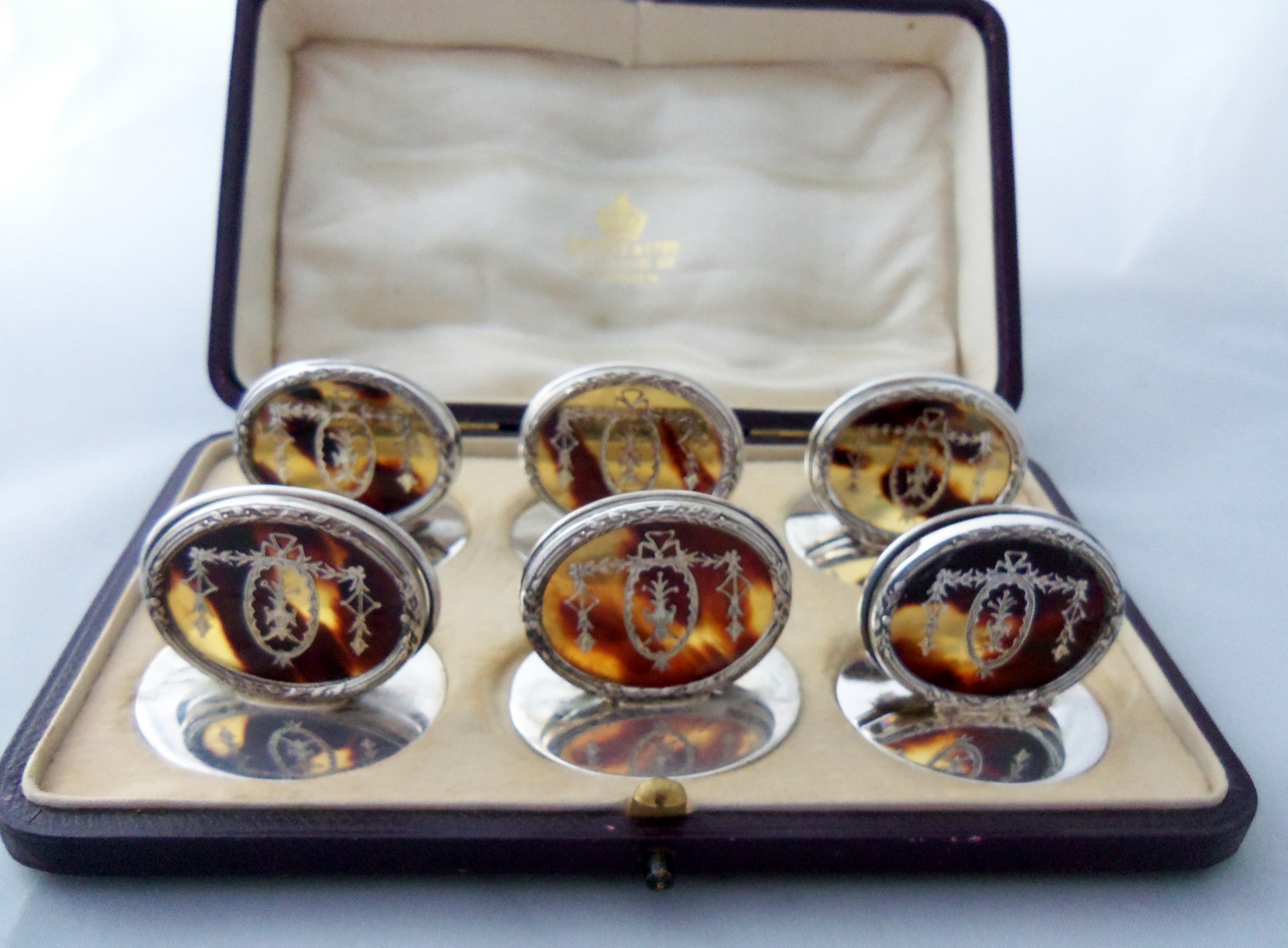 Antique set of 6 Edwardian Silver Menu Holders (c.1910) (1 of 1)