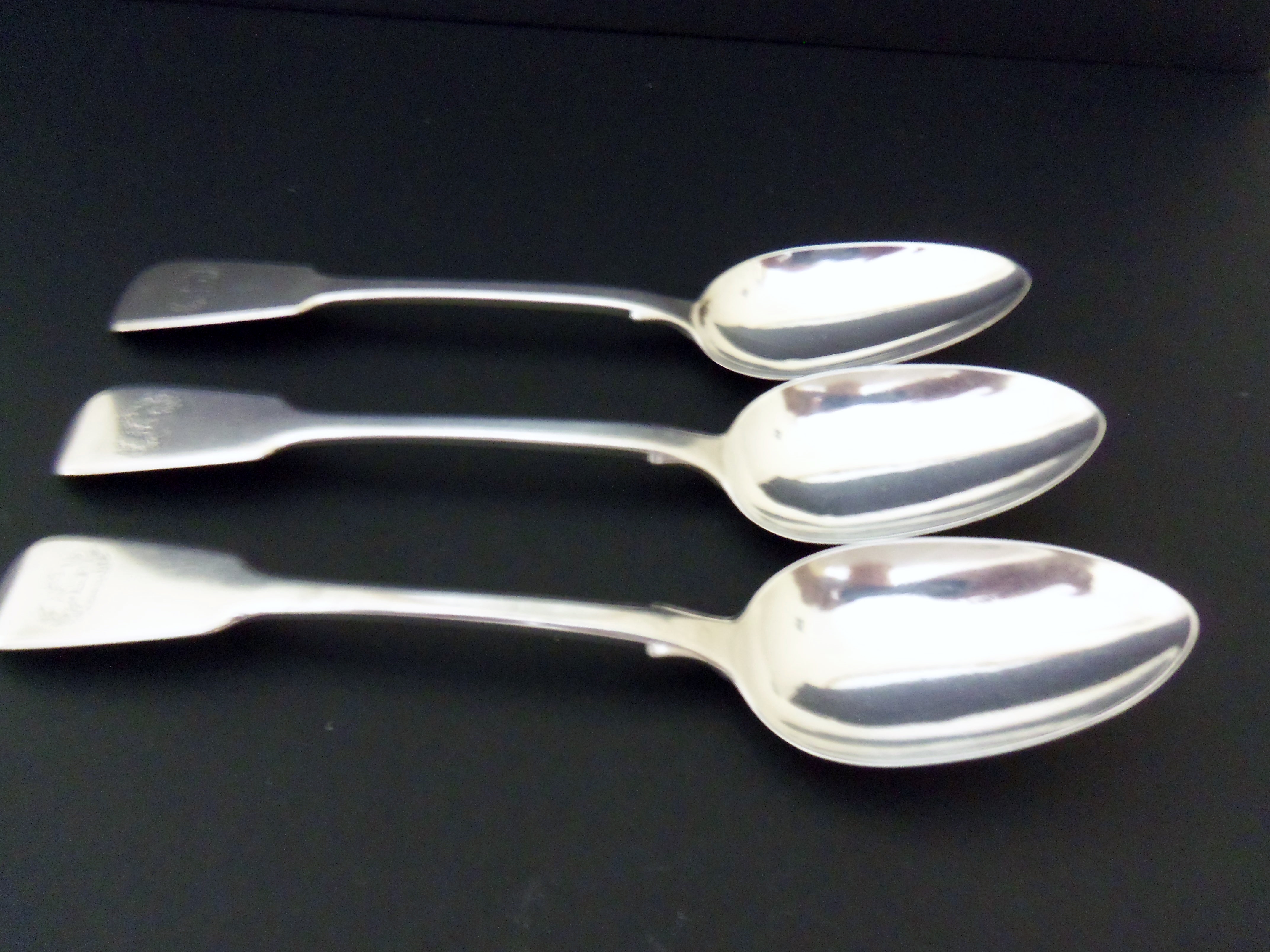 SET 3 ANTIQUE SILVER SERVING SPOONS - 1836 (1 of 1)