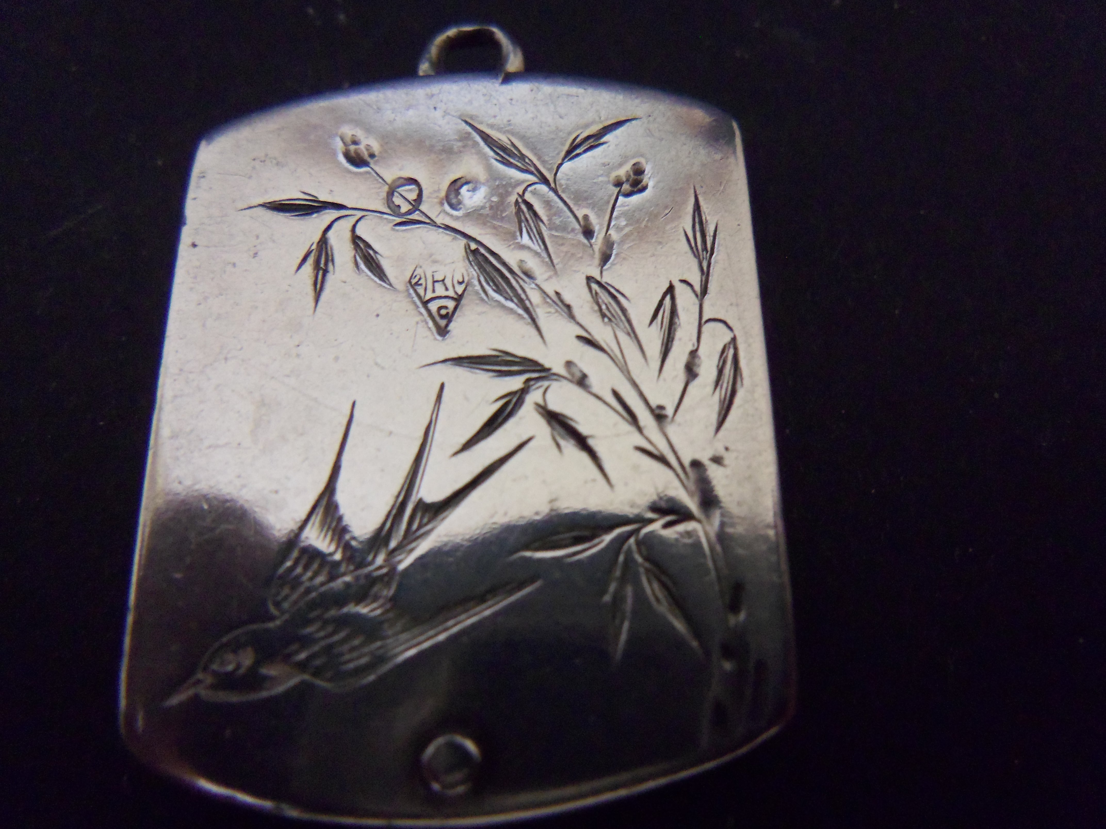 ANTIQUE SWIVEL VICTORIAN SILVER STAMP CASE - 1880 (1 of 1)