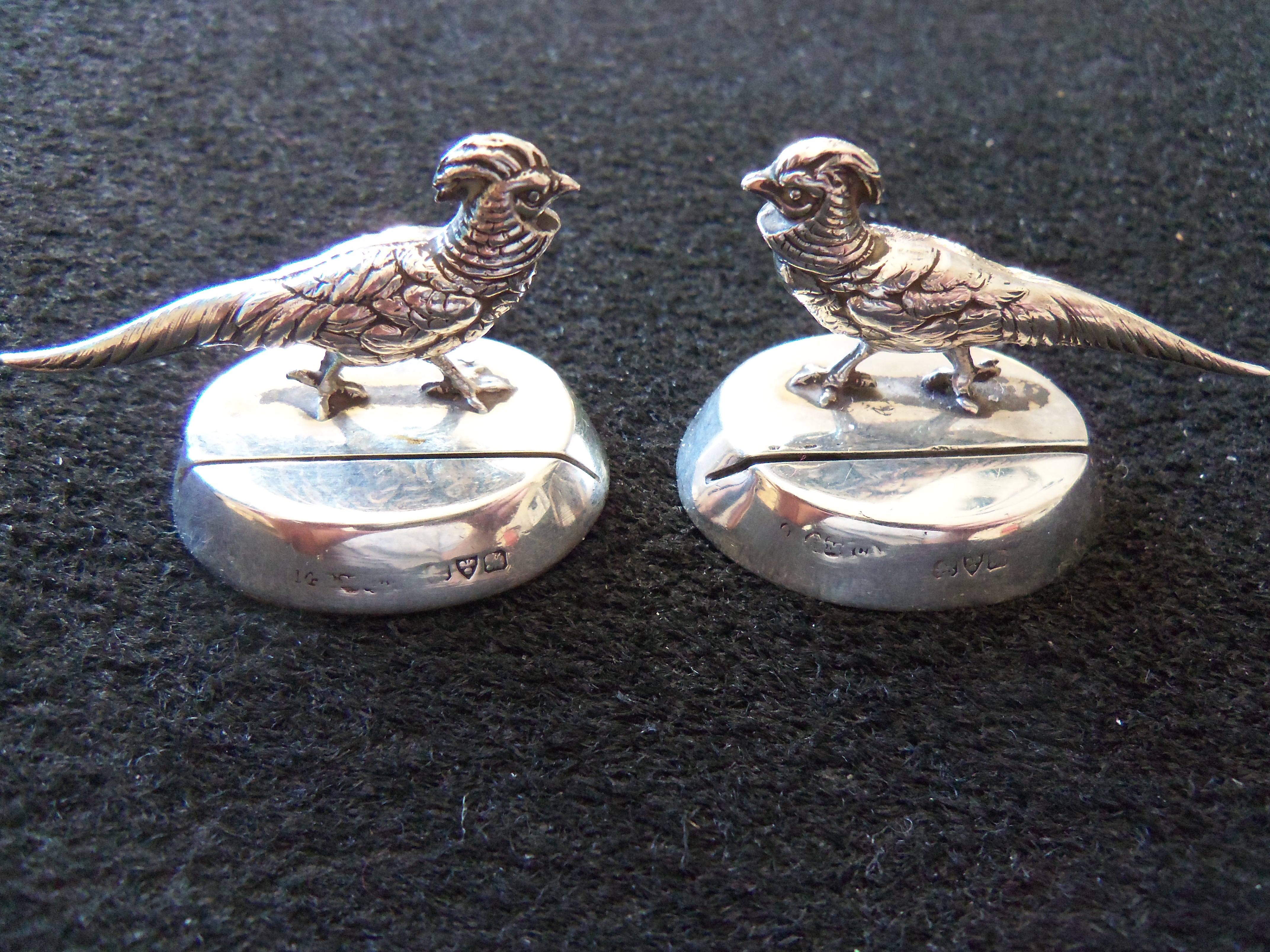 Pair of Pheasant Silver Menu Holders (c.1912) (1 of 1)