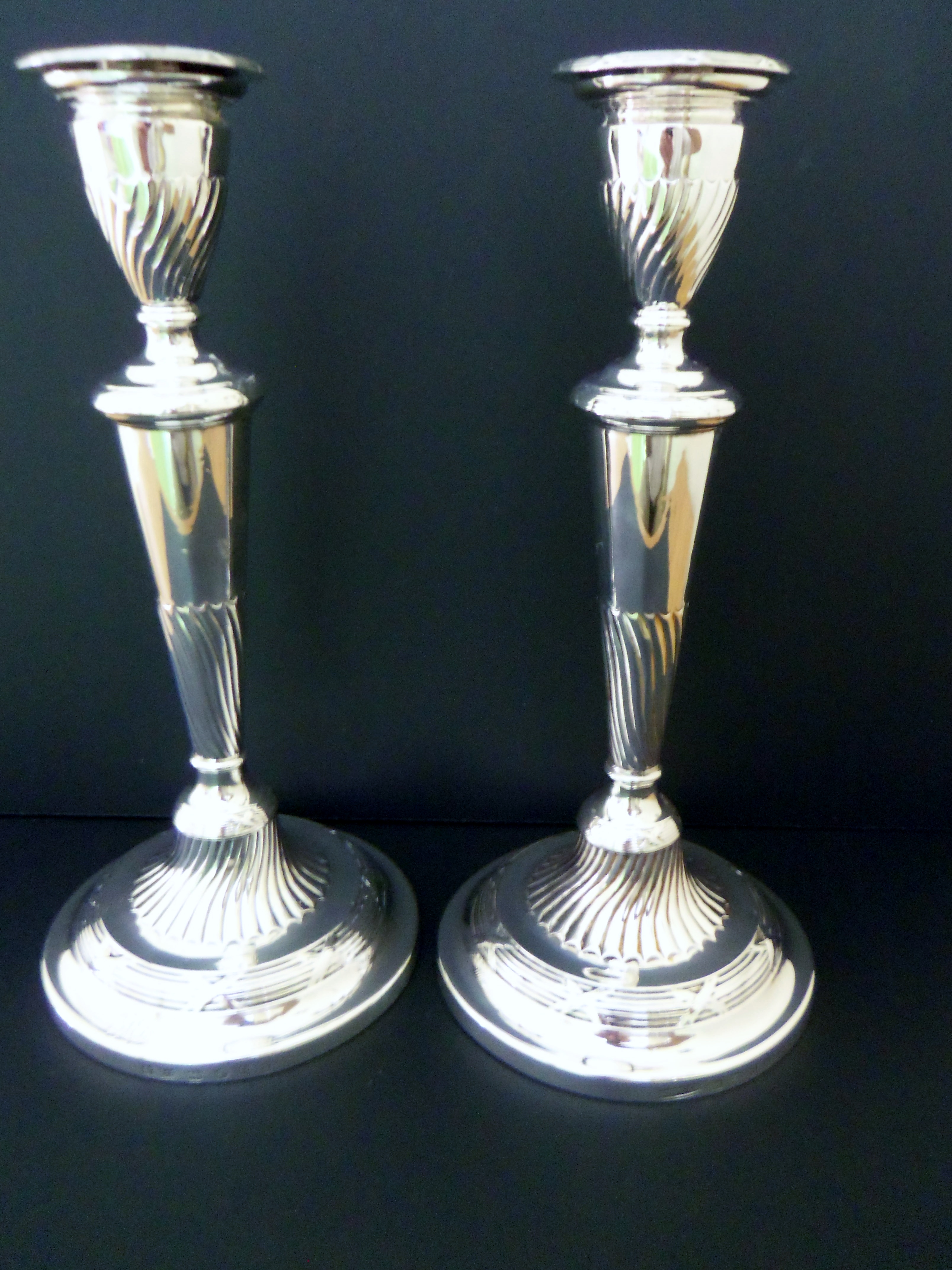PAIR ANTIQUE GEORGE 111 SILVER CANDLESTICKS - 1805 (1 of 1)