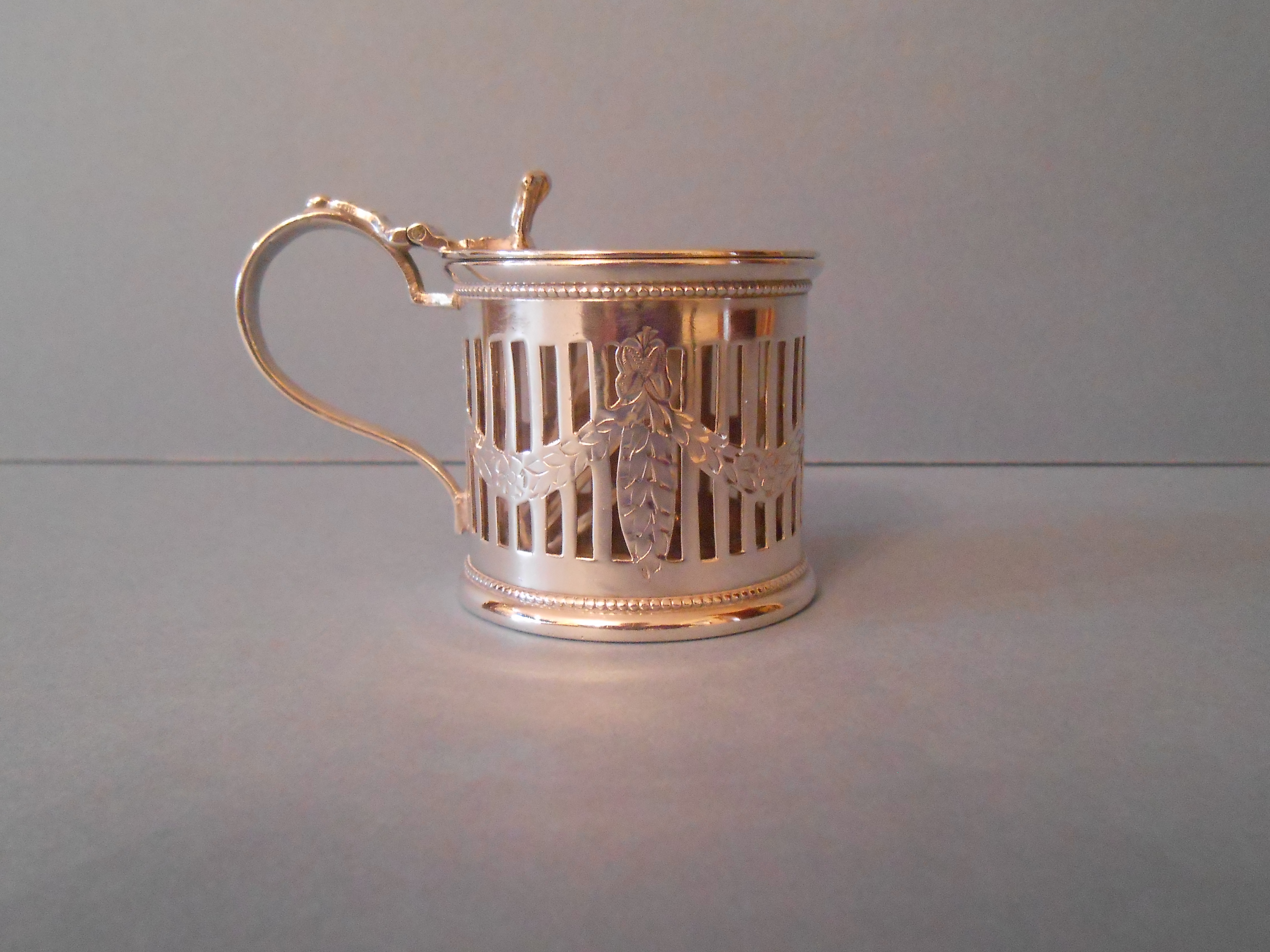 Antique Ribbon Design Victorian Silver Mustard Pot 1899 (1 of 1)