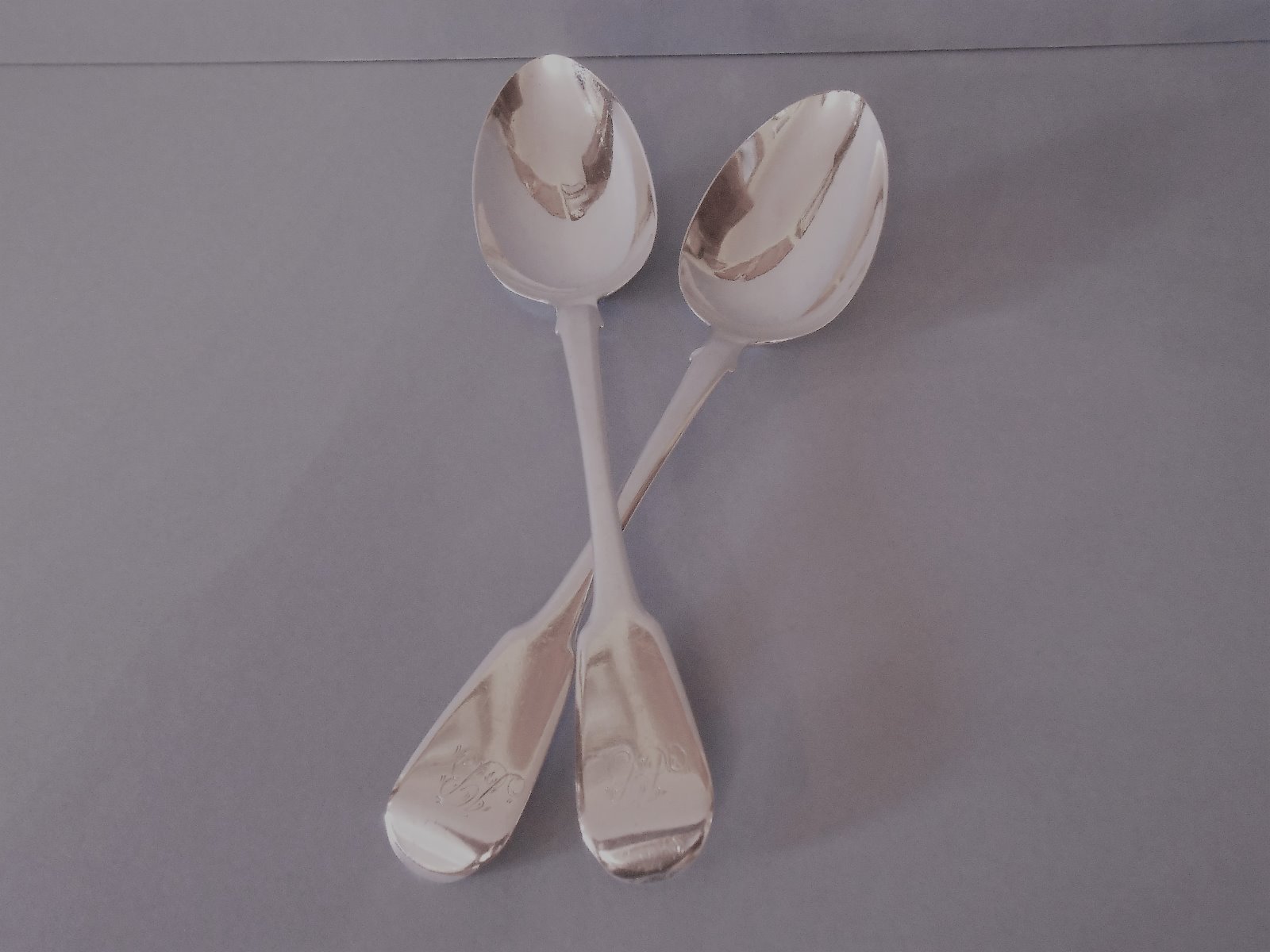 Pair of Antique Solid Silver George III Serving Spoons 1818 (1 of 6)