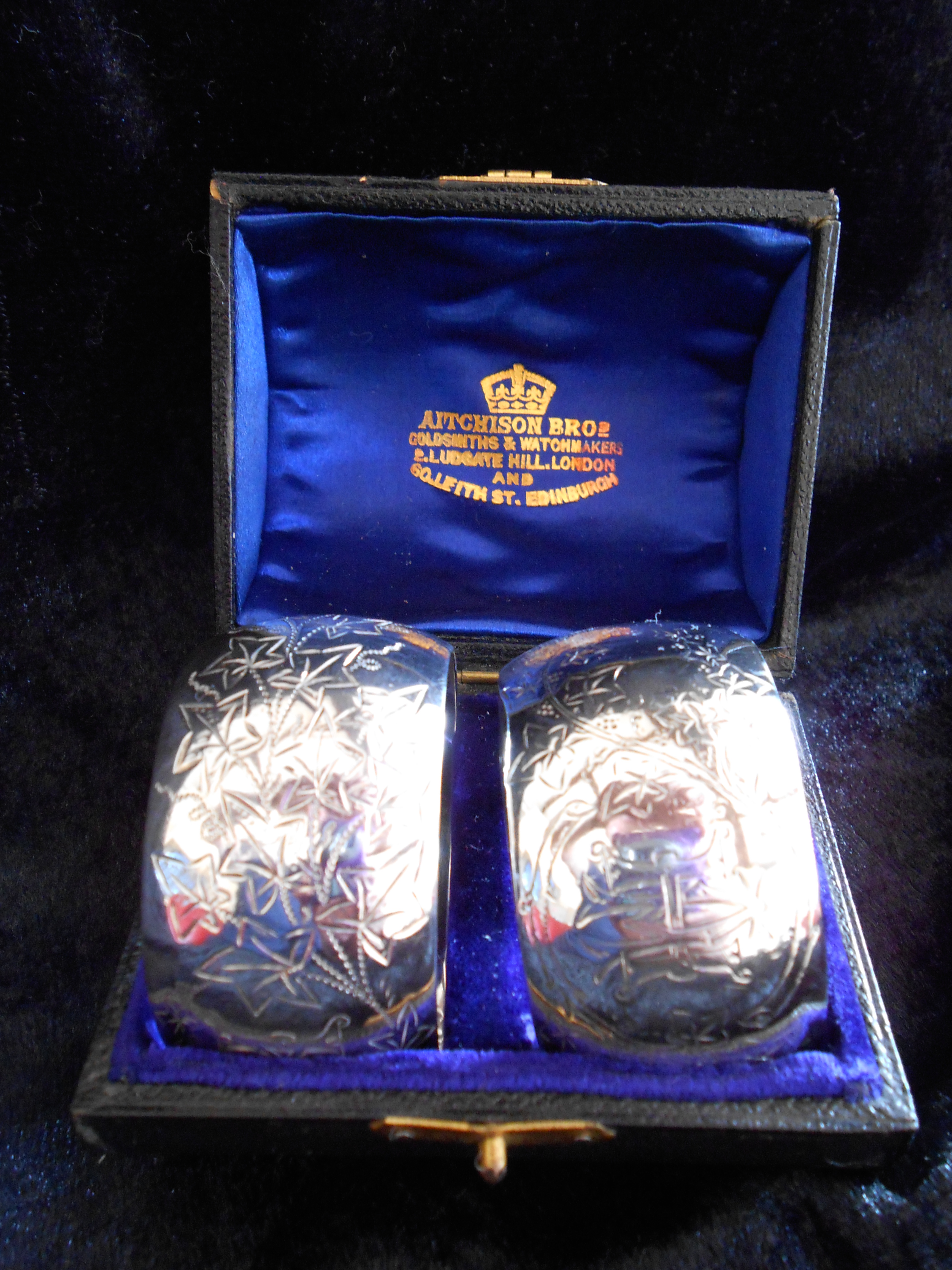 Pretty Pair of Antique Solid Silver Napkin Rings 1896 (1 of 1)