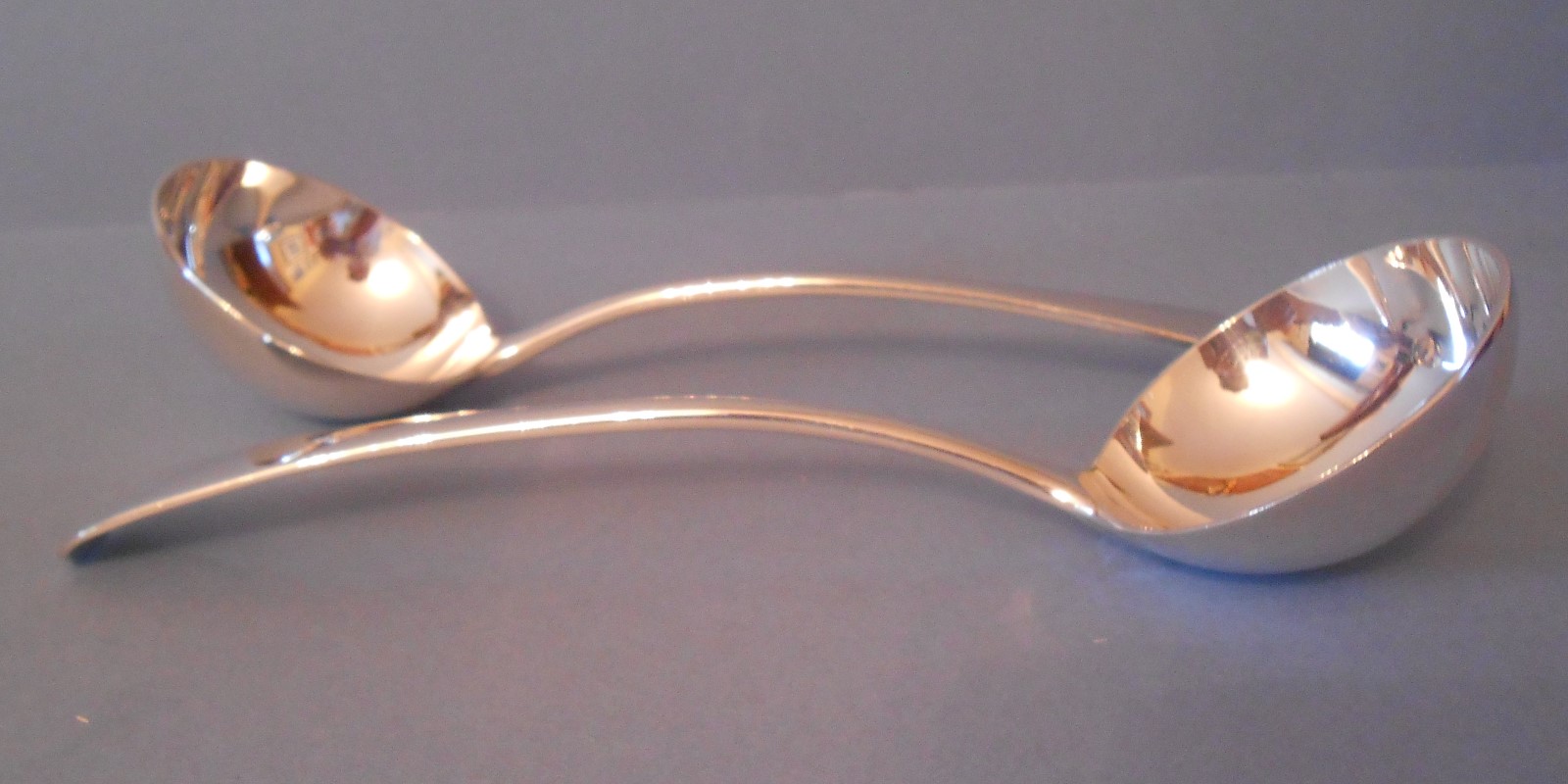Pair of Antique Solid Silver Sauce, Soup or Cream Ladles 1917 (1 of 1)