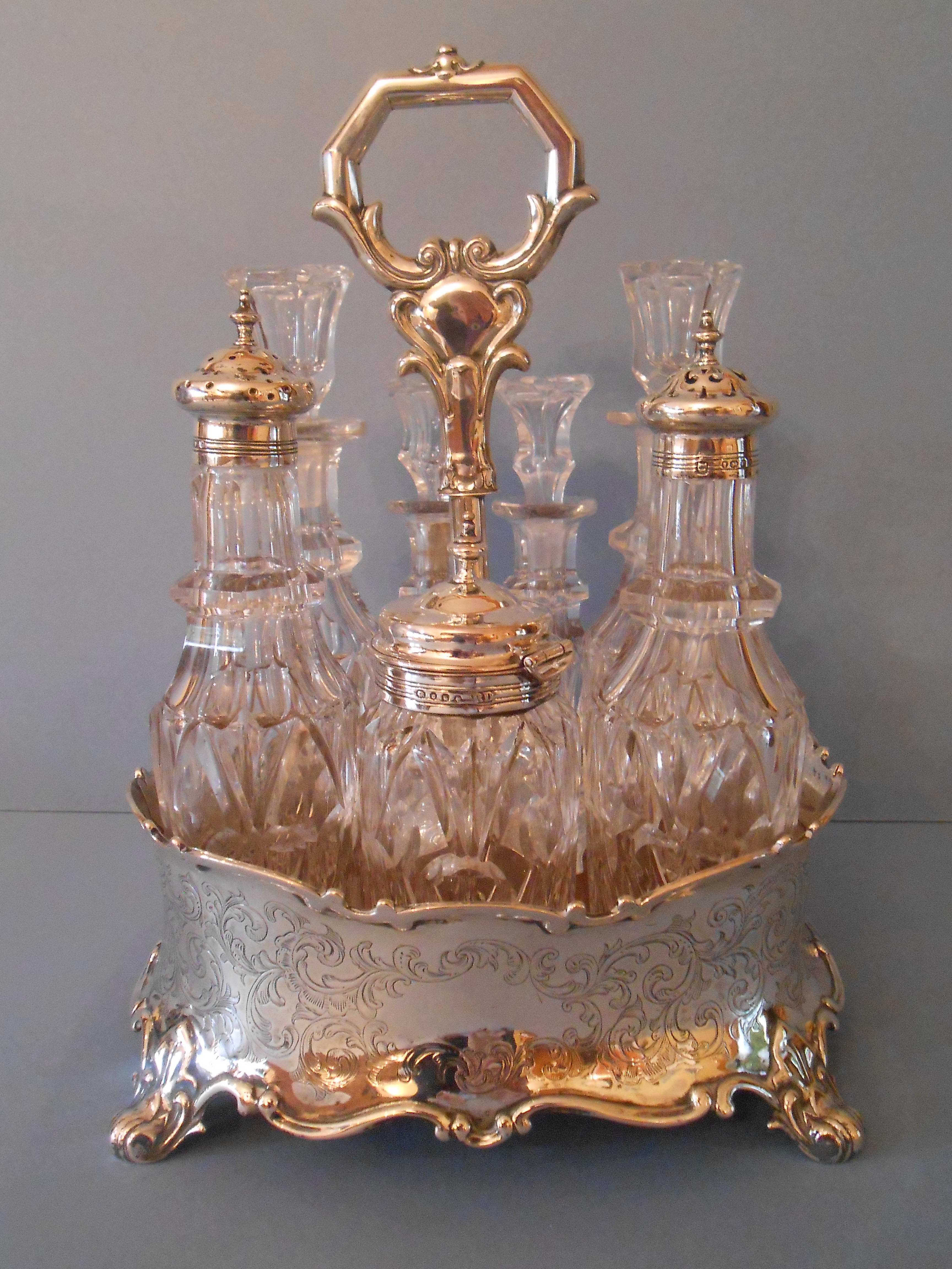 Stunning Victorian Solid Silver and Glass Cruet Set (1 of 1)