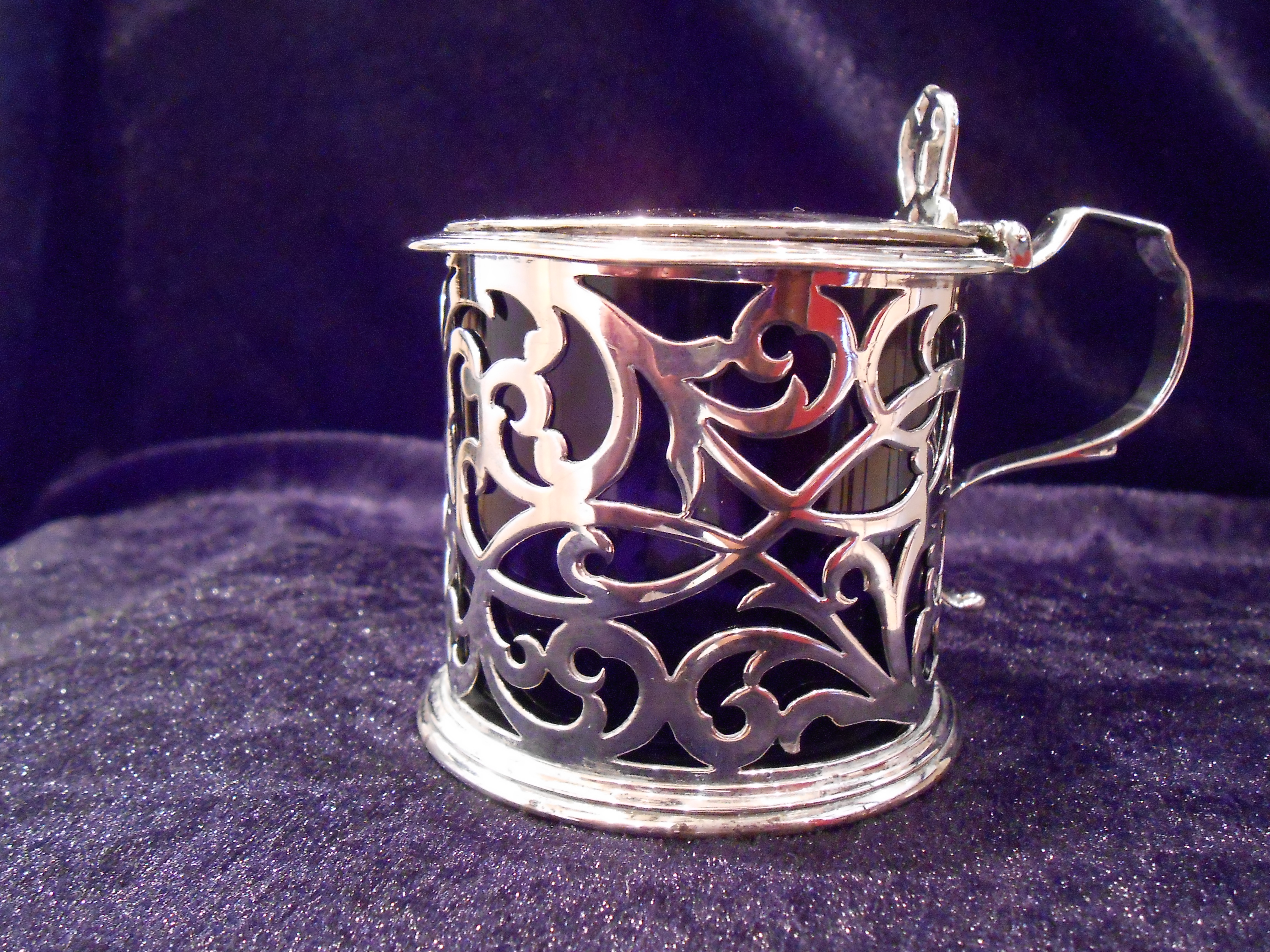 Antique Silver Pierced Drum Mustard 1863 (1 of 1)