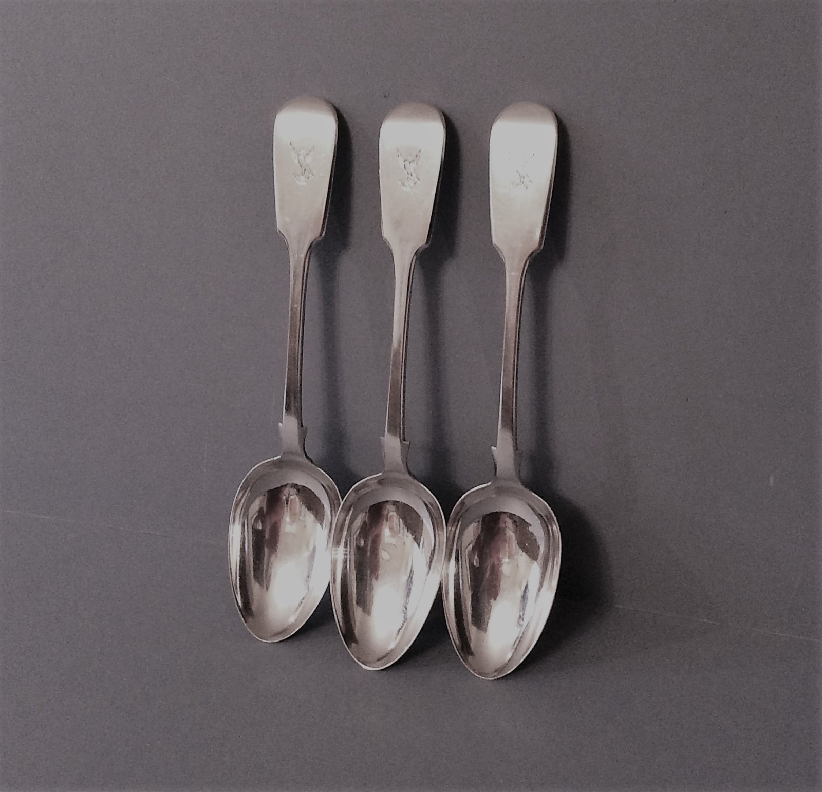 Set of Three Antique Silver Serving / Table Spoons C335 / LA57407