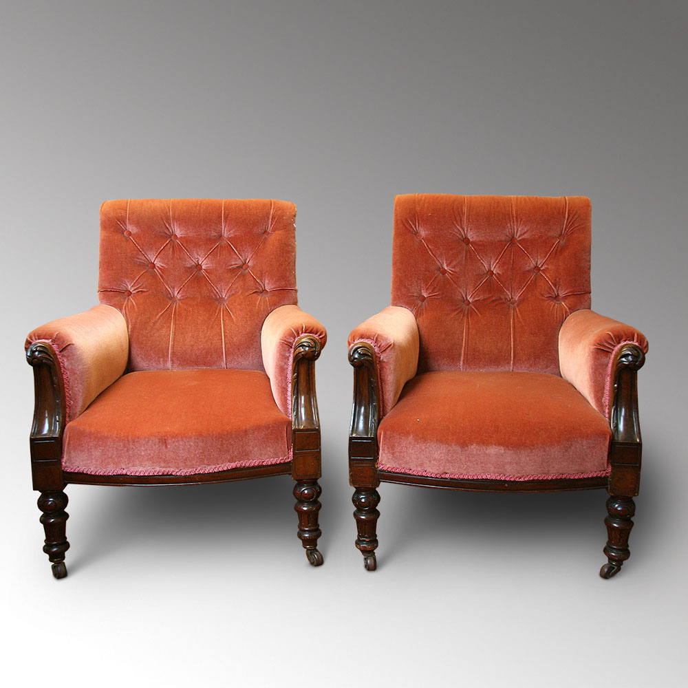 A Pair of Victorian Library Armchairs c.1860 (1 of 1)