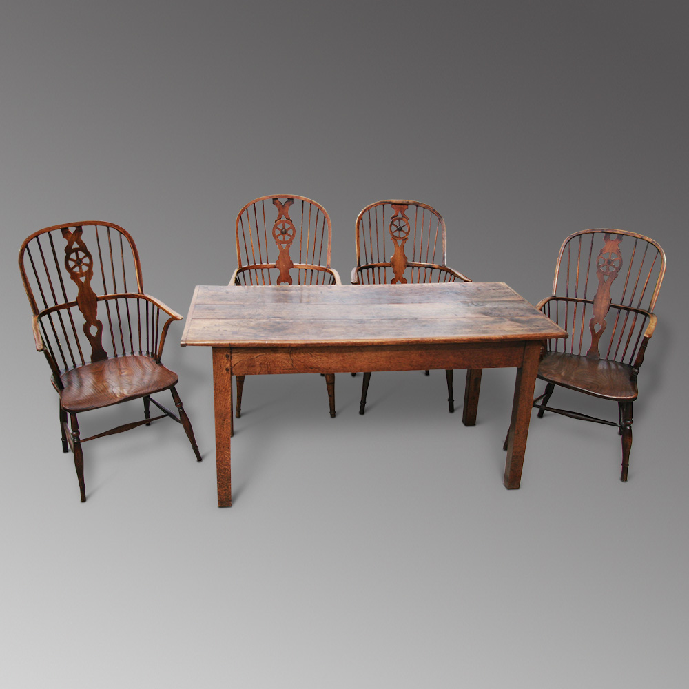 Farmhouse Table with 4 Georgian Windsor Chairs (1 of 1)