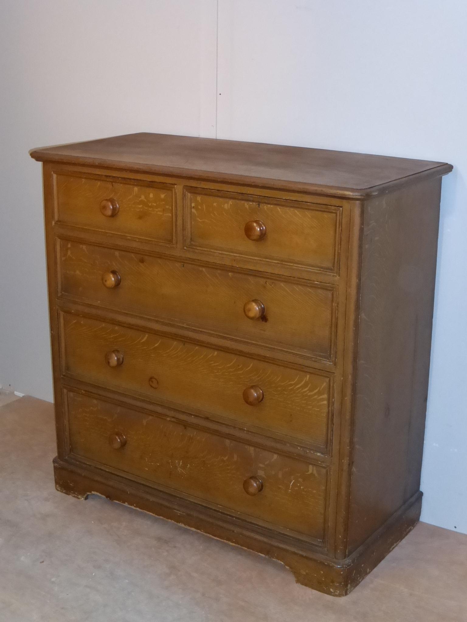 Original painted Victorian 5 Draw Chest of Drawers (1 of 1)