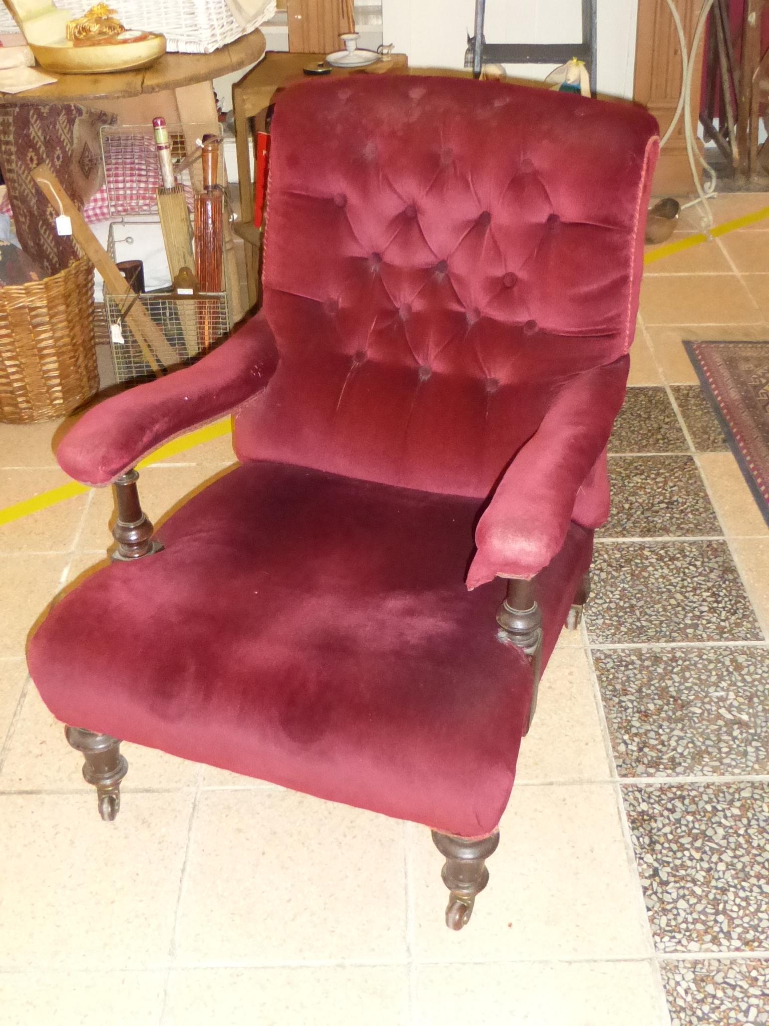 Edwardian Upholstered Armchair with button back (1 of 1)