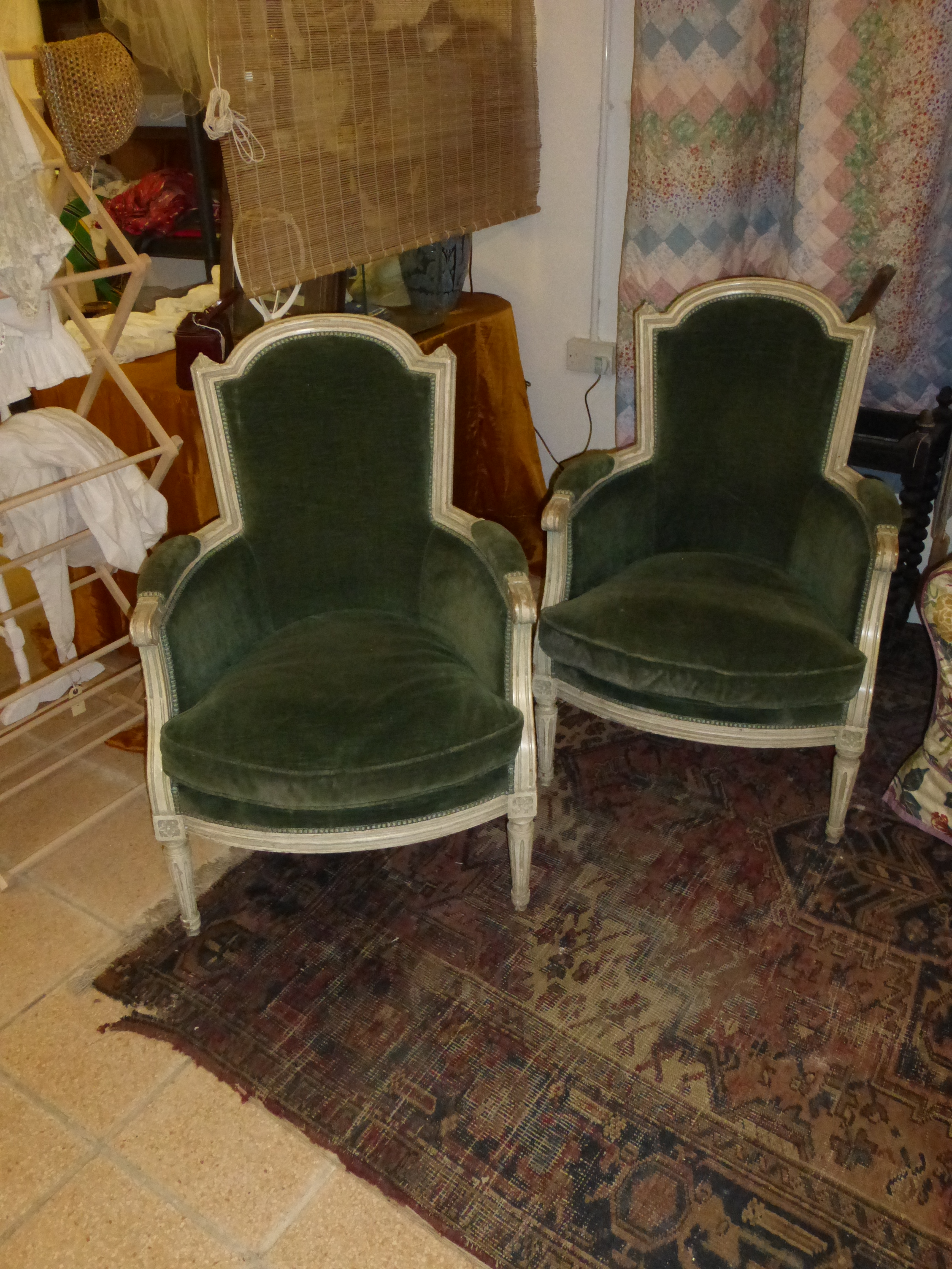 Pair of French Painted and Upholstered Chairs (1 of 1)