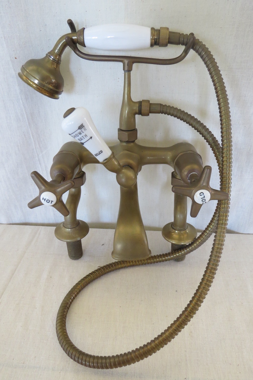 Vintage Genuine Original Brass Bath Taps & Shower Attachment LA71433