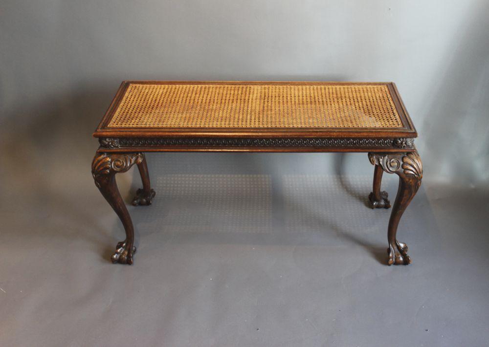 Italian Walnut Rectangular Stool (1 of 1)