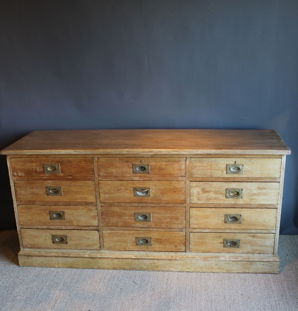 Set of 12 slim English Oak Drawers (c.1900) (1 of 1)