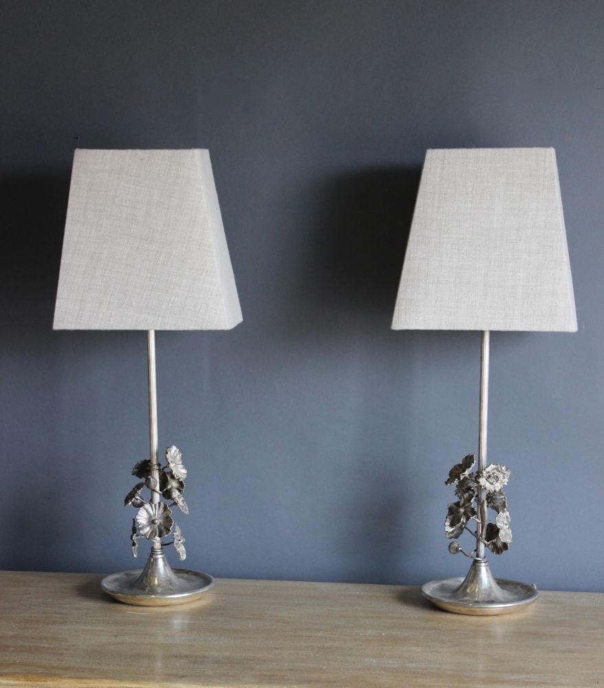 Pretty Pair of Spanish Silver Plated Lamps (1 of 1)